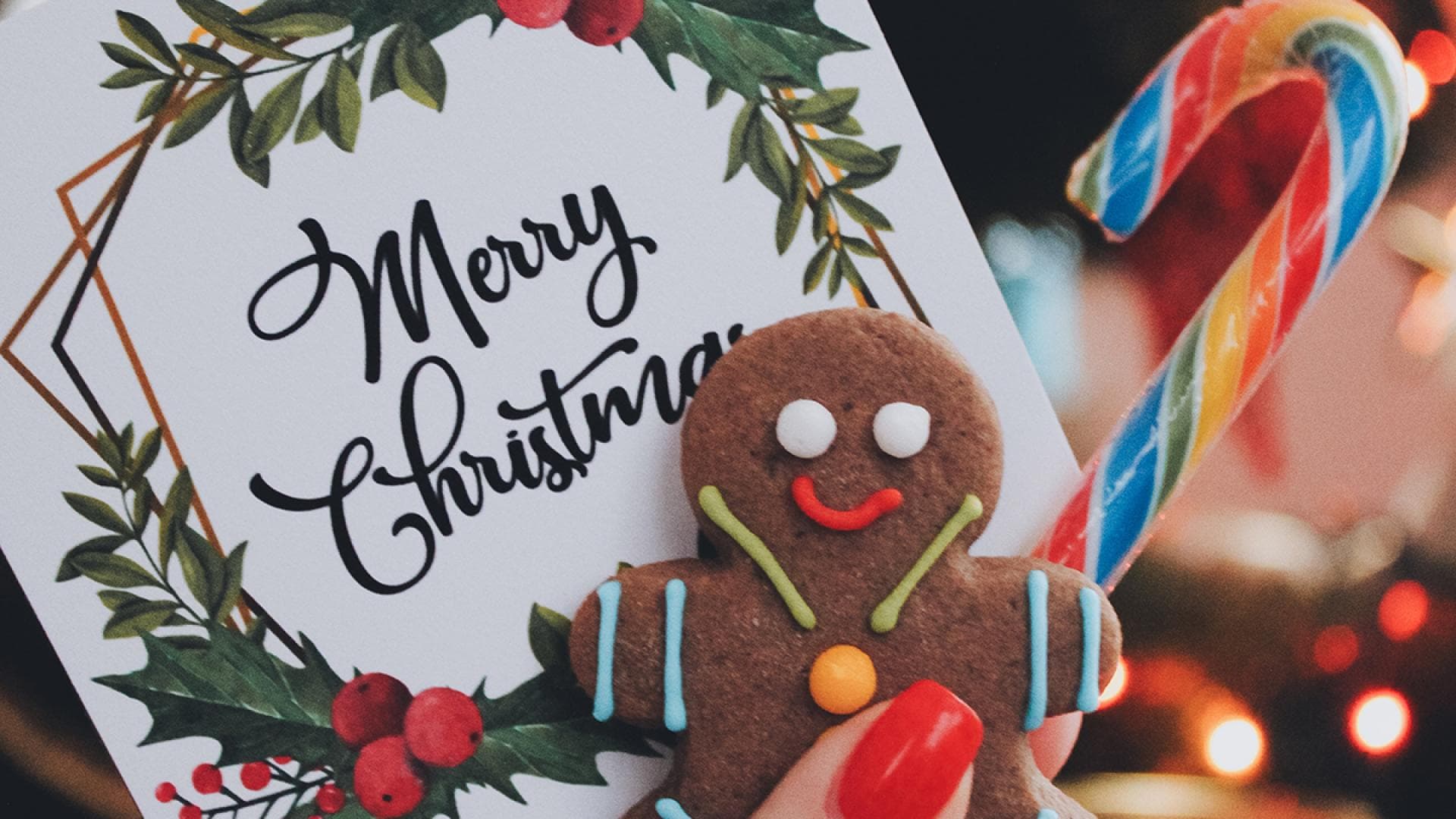 Weihnachtskarte mit Lebkuchen