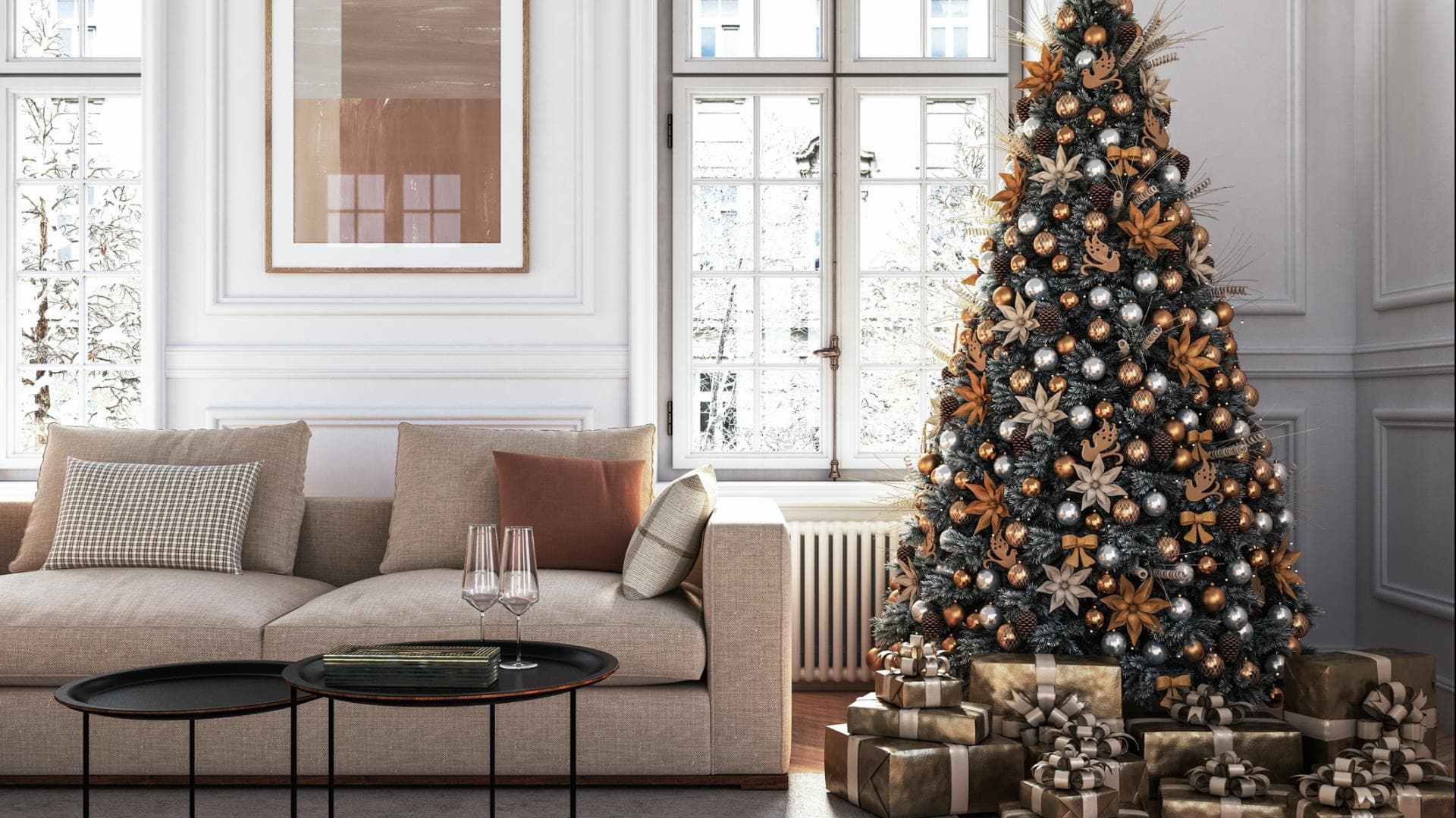 Wehnachtsbaum in Wohnzimmer