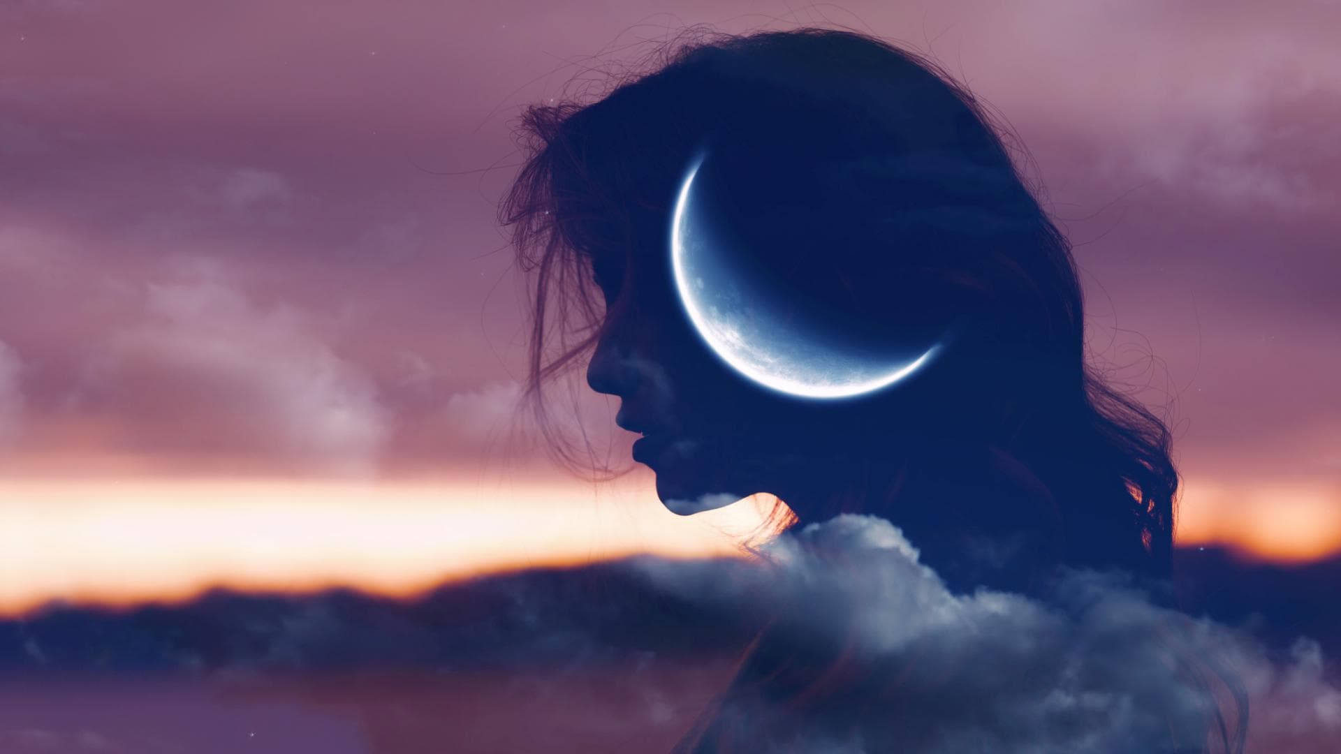 Frau und Mond