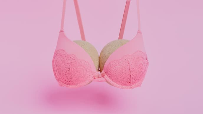 Zwei Melonen in einem pinken BH