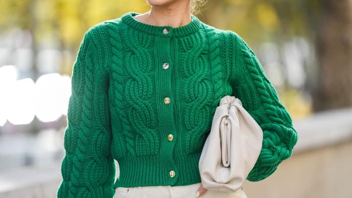 grüner Cardigan Retro Strick 
