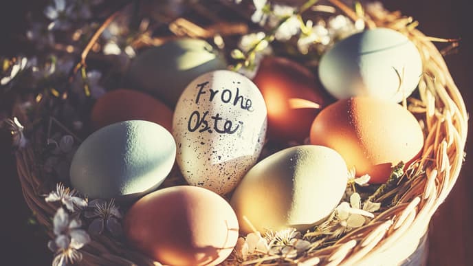 Osterei mit Aufschrift