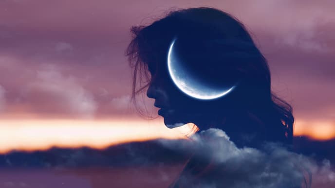 Frau und Mond
