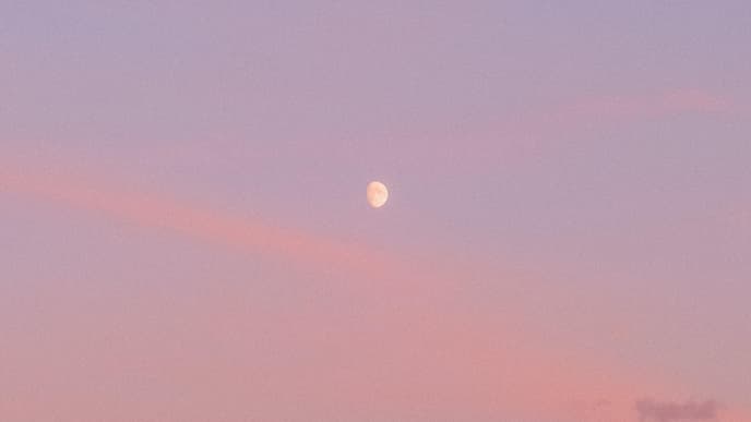 Zunehmender Mond am rosafarbenen Himmel