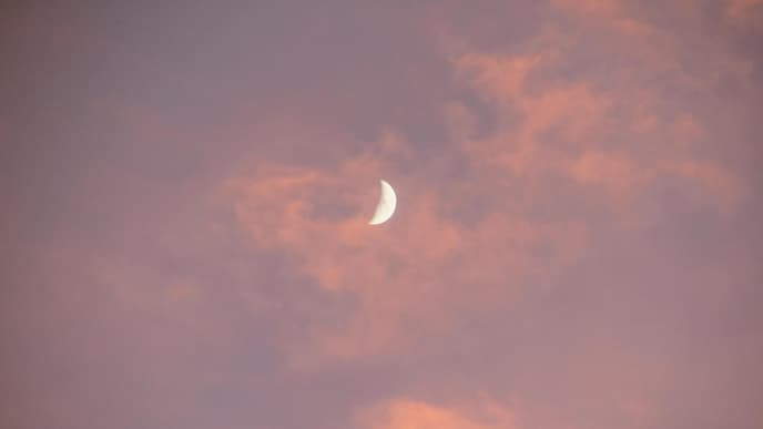 Mond am rosafarbenen Himmel
