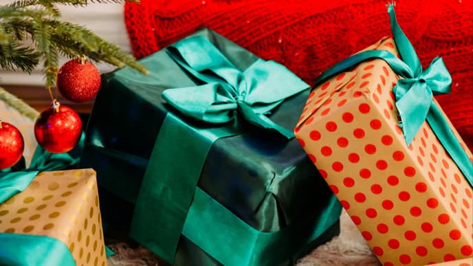 Geschenke für Weihnachten eingepackt