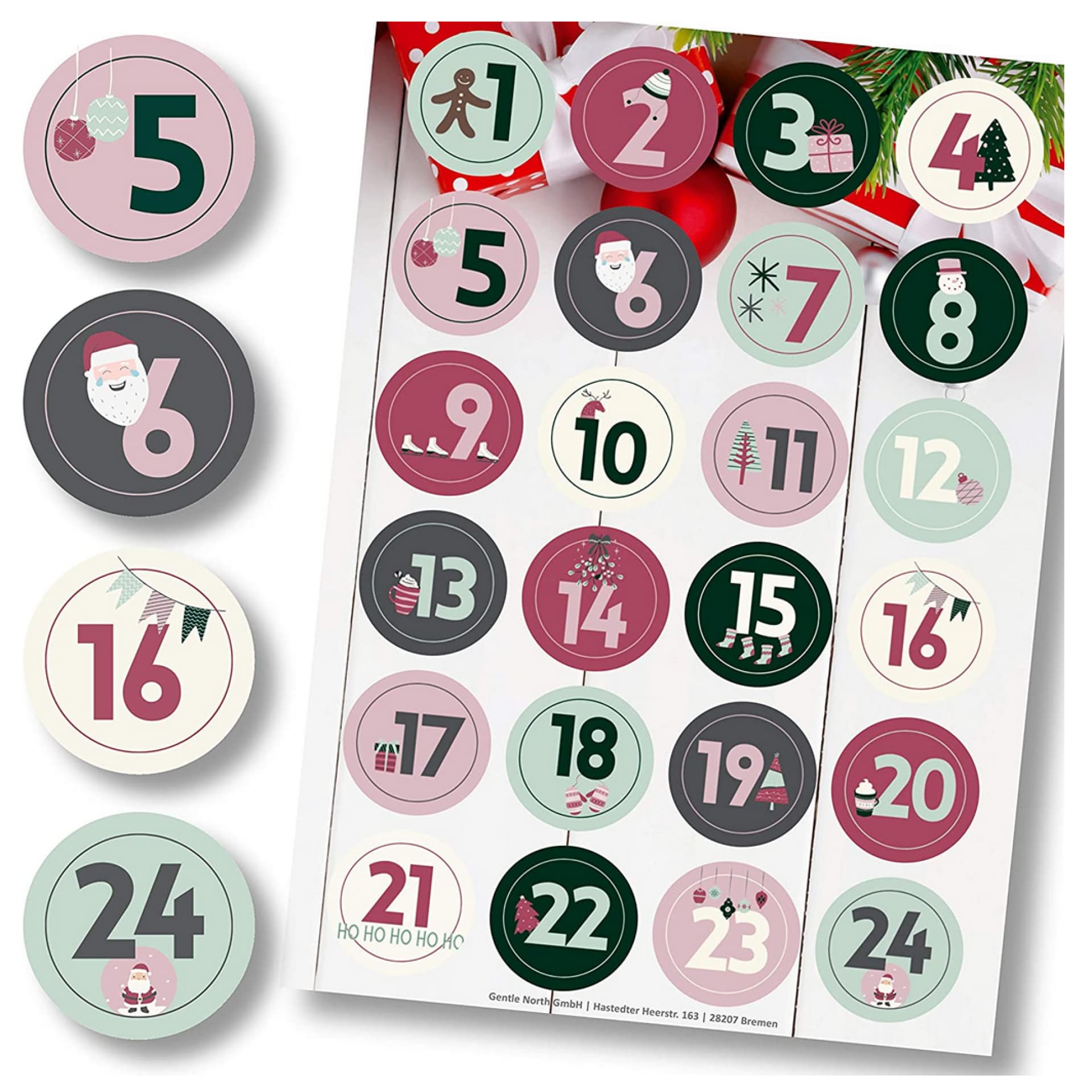 Adventskalender Aufkleber Set 