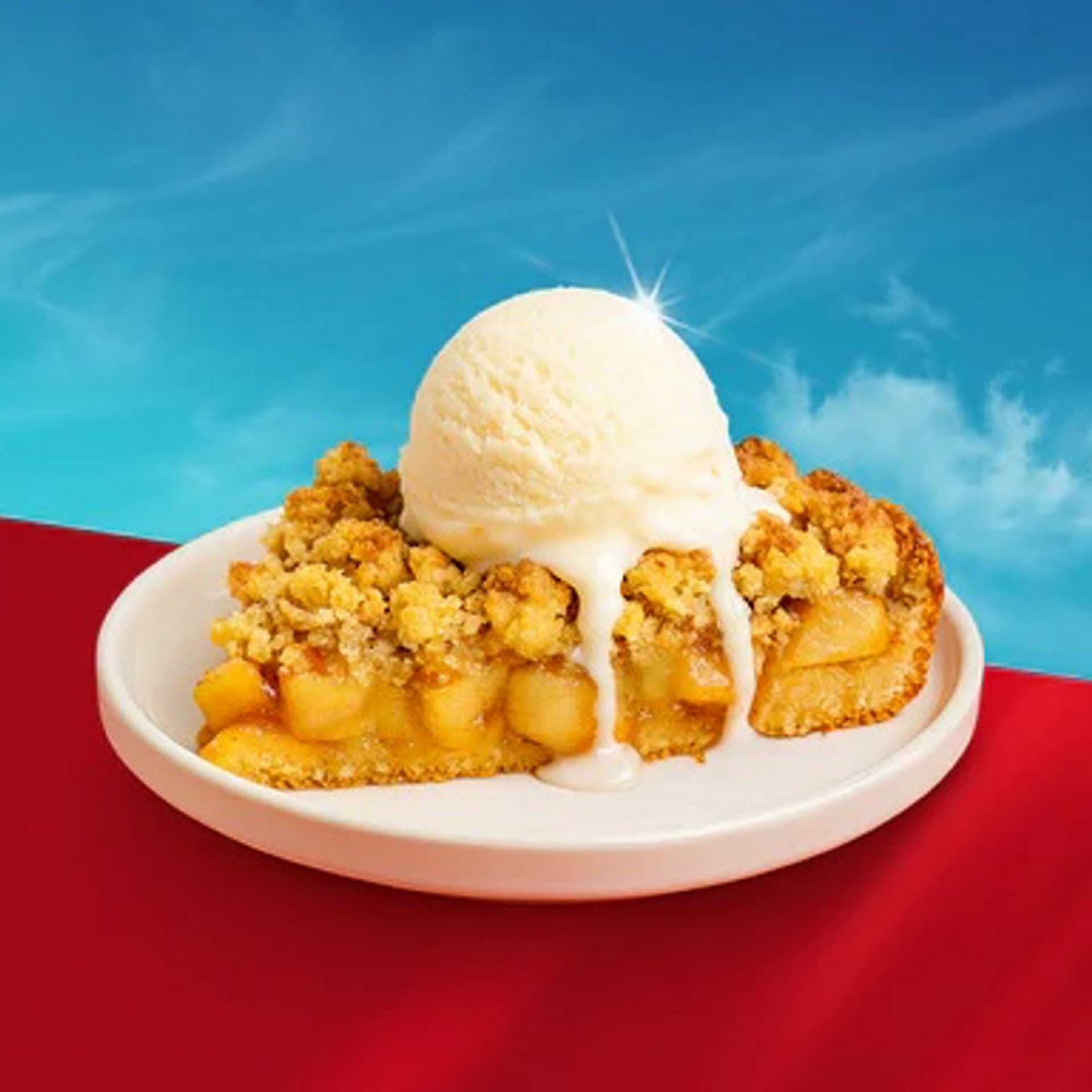 Apfelcrumble mit Eis