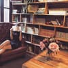 Mädchen mit Buch im Sessel