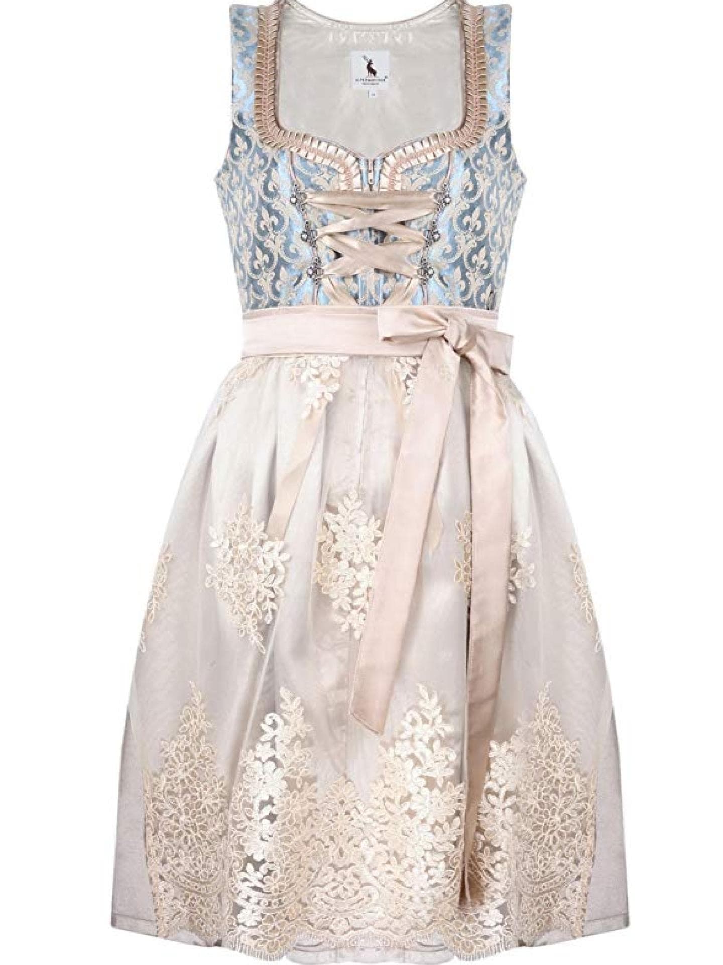Dirndl in Creme und Blau