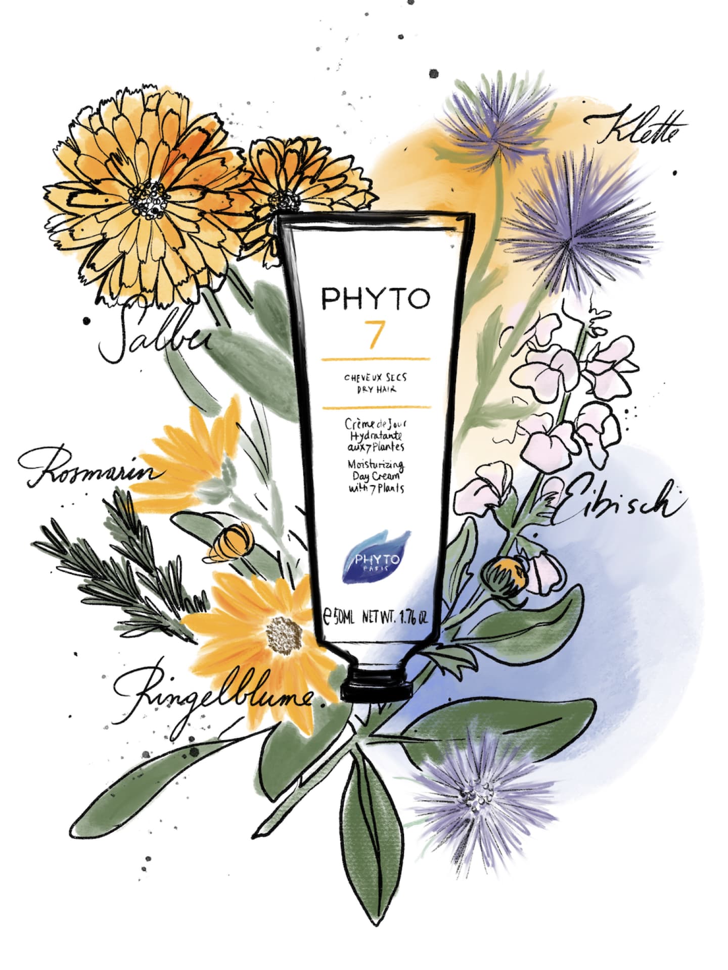 Illustration der PHYTO 7 Haar-Tagescreme