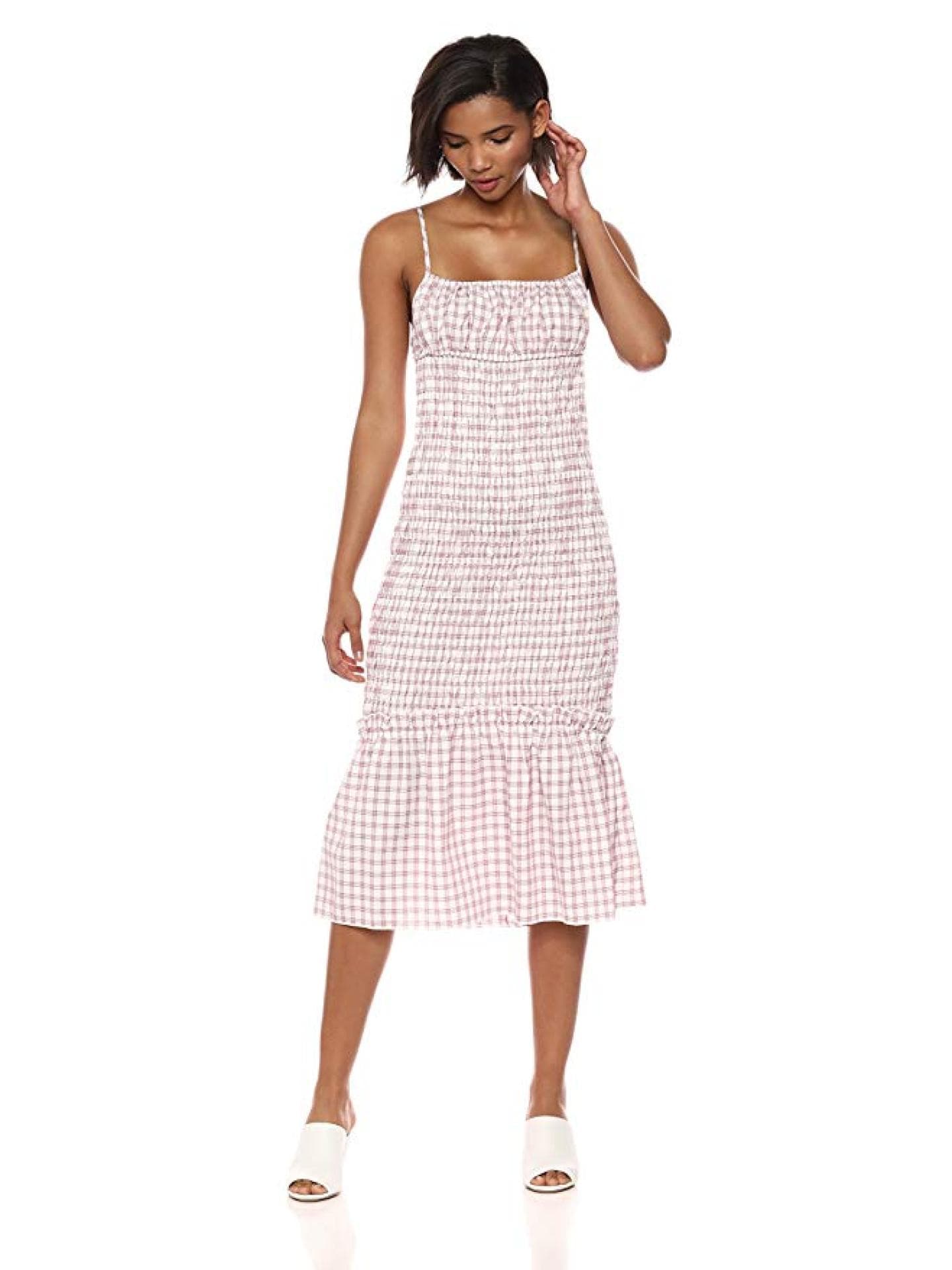 Shirred Dress mit Karomuster