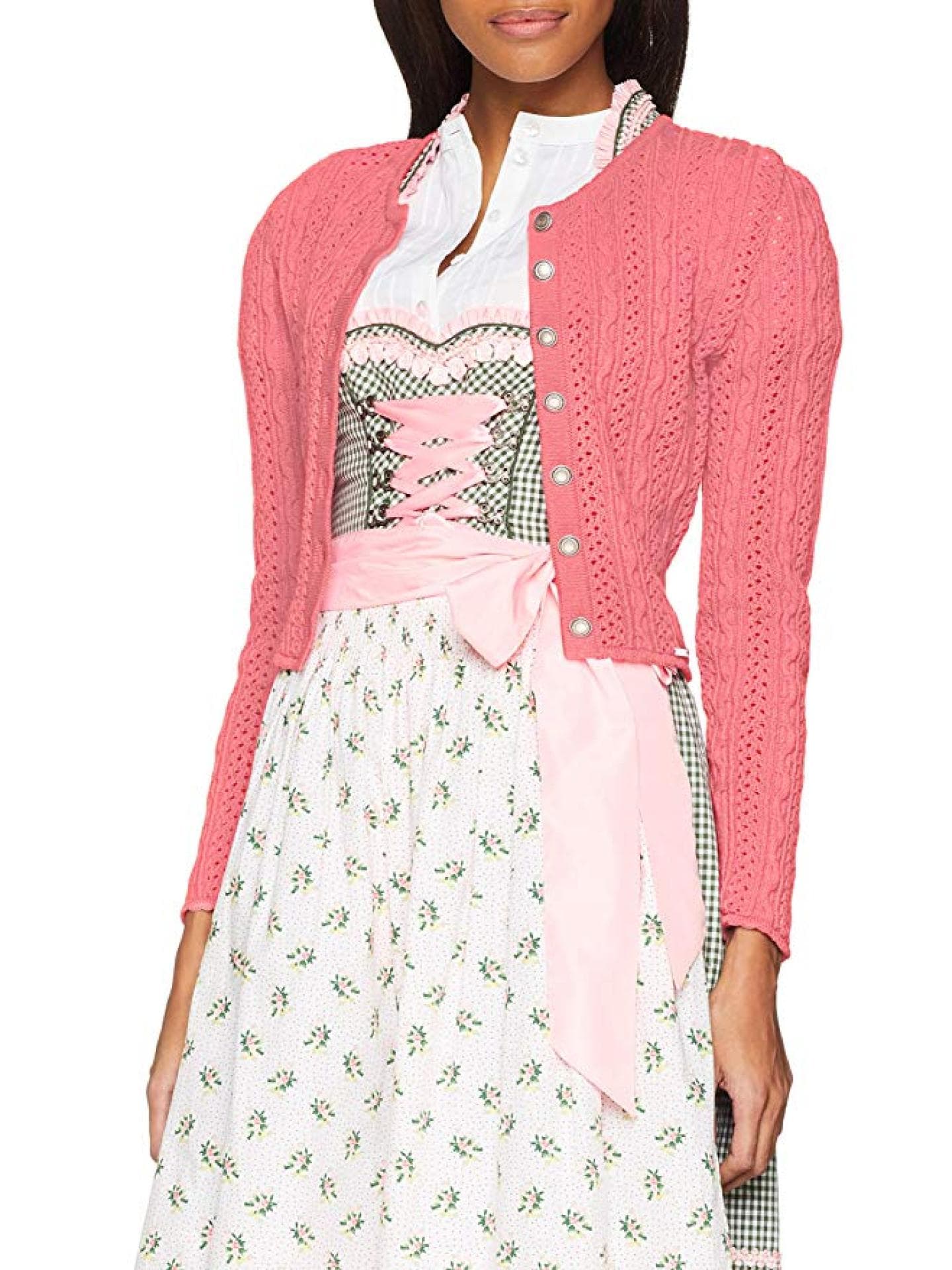 Kurze, lachsfarbene Strickjacke von Giesswein