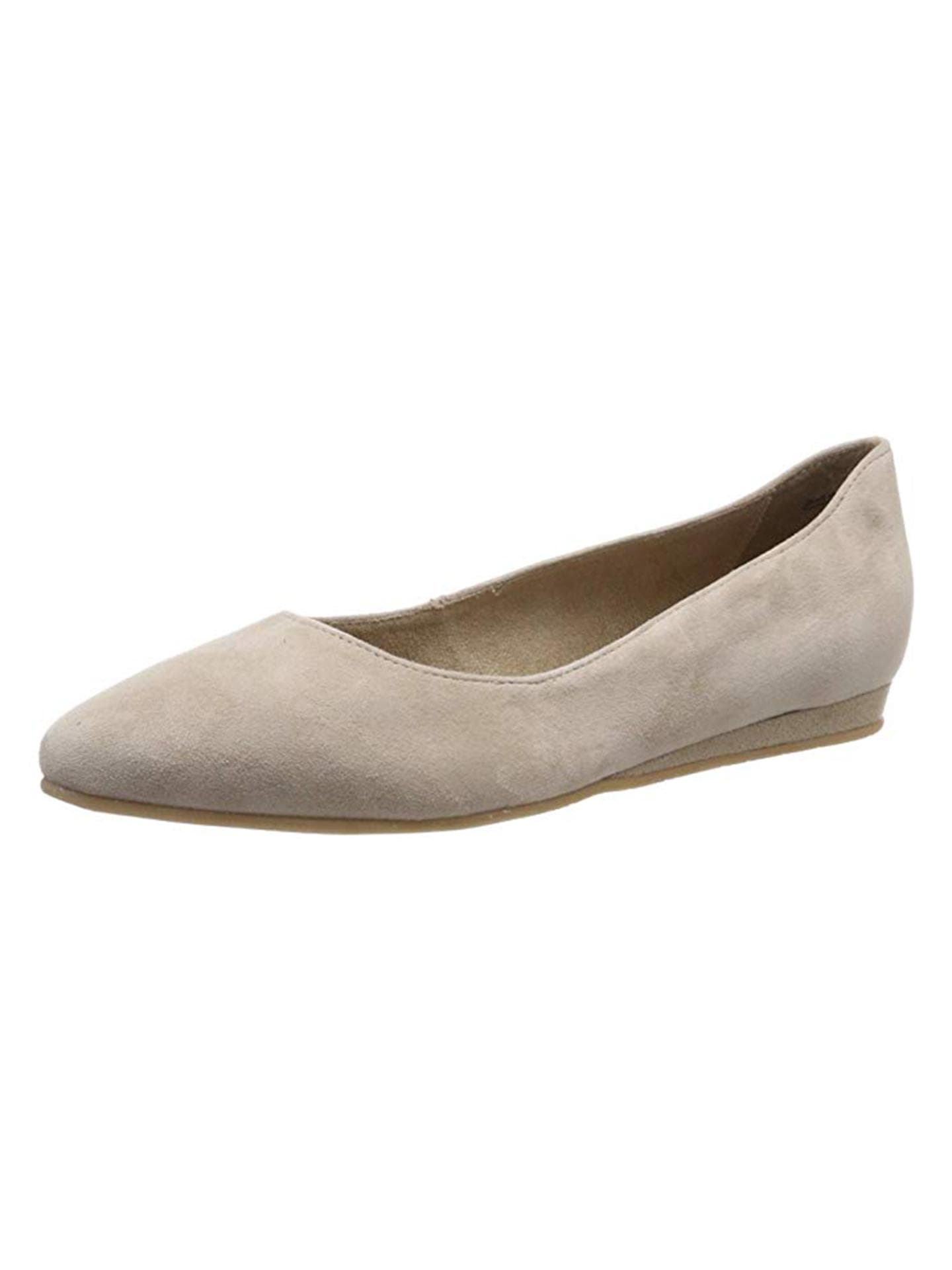 Beige Wildleder-Ballerinas