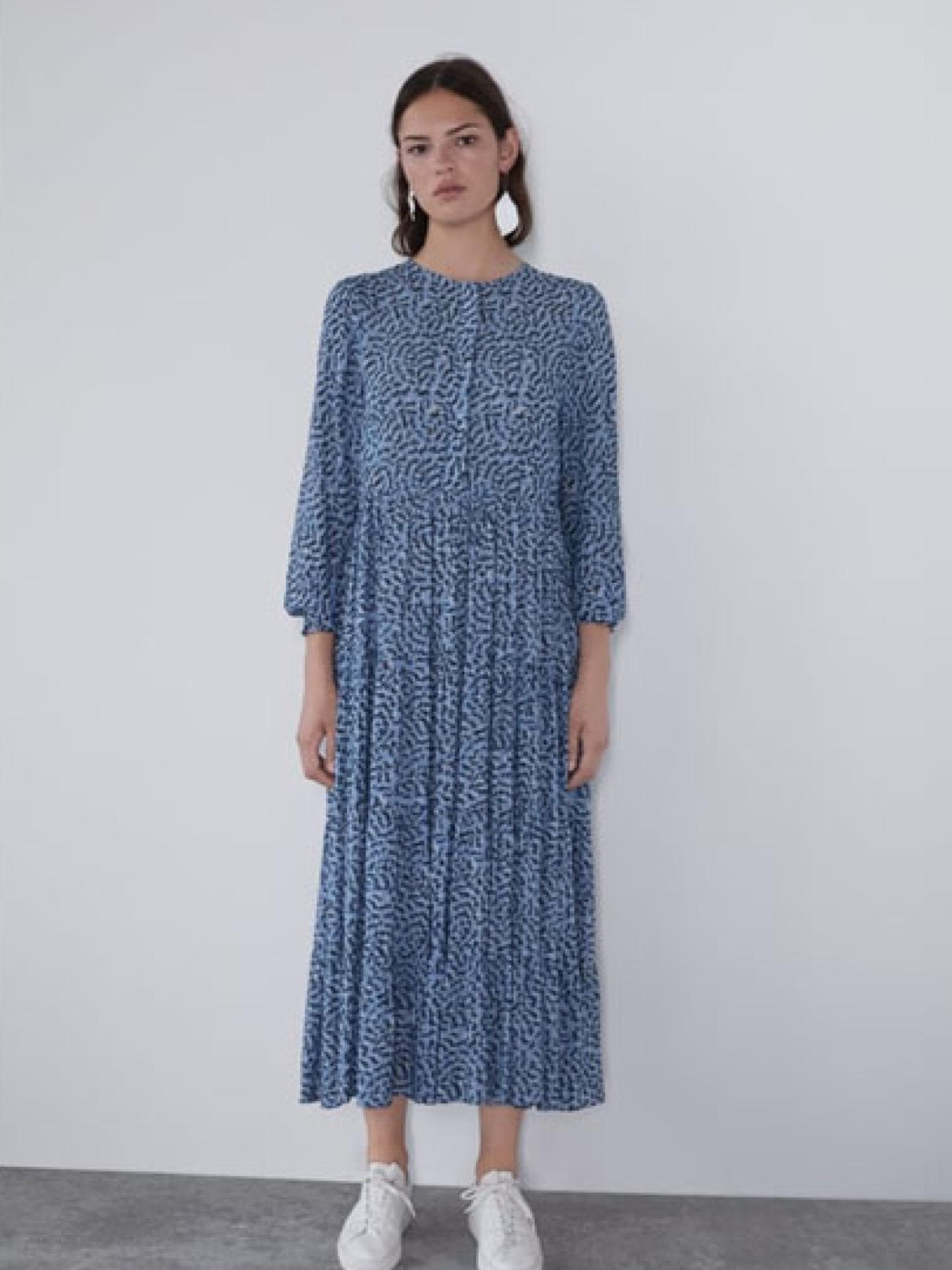 hellblaues midikleid zara