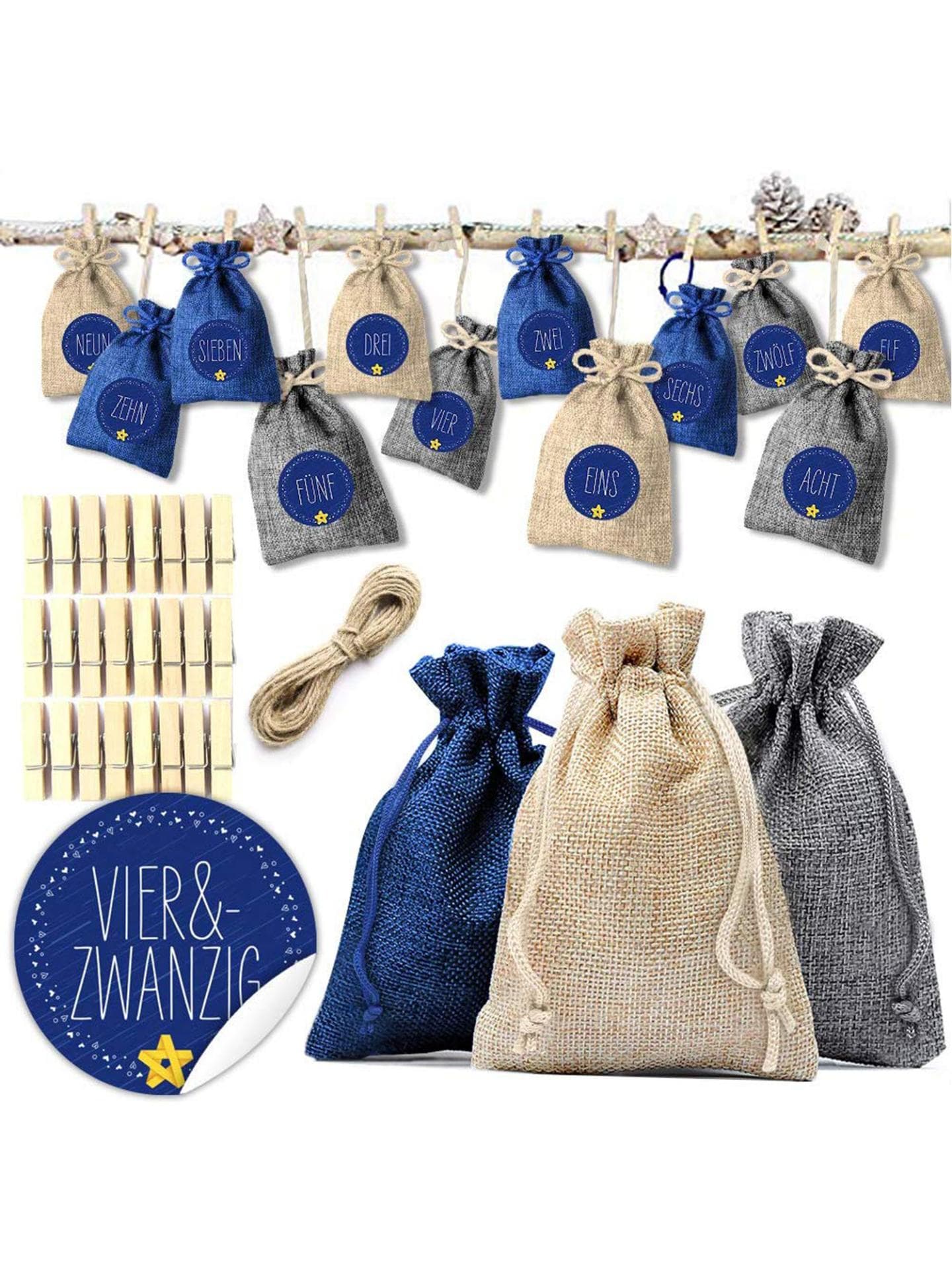 Adventskalender zum Befüllen in Form von kleinen Säckchen