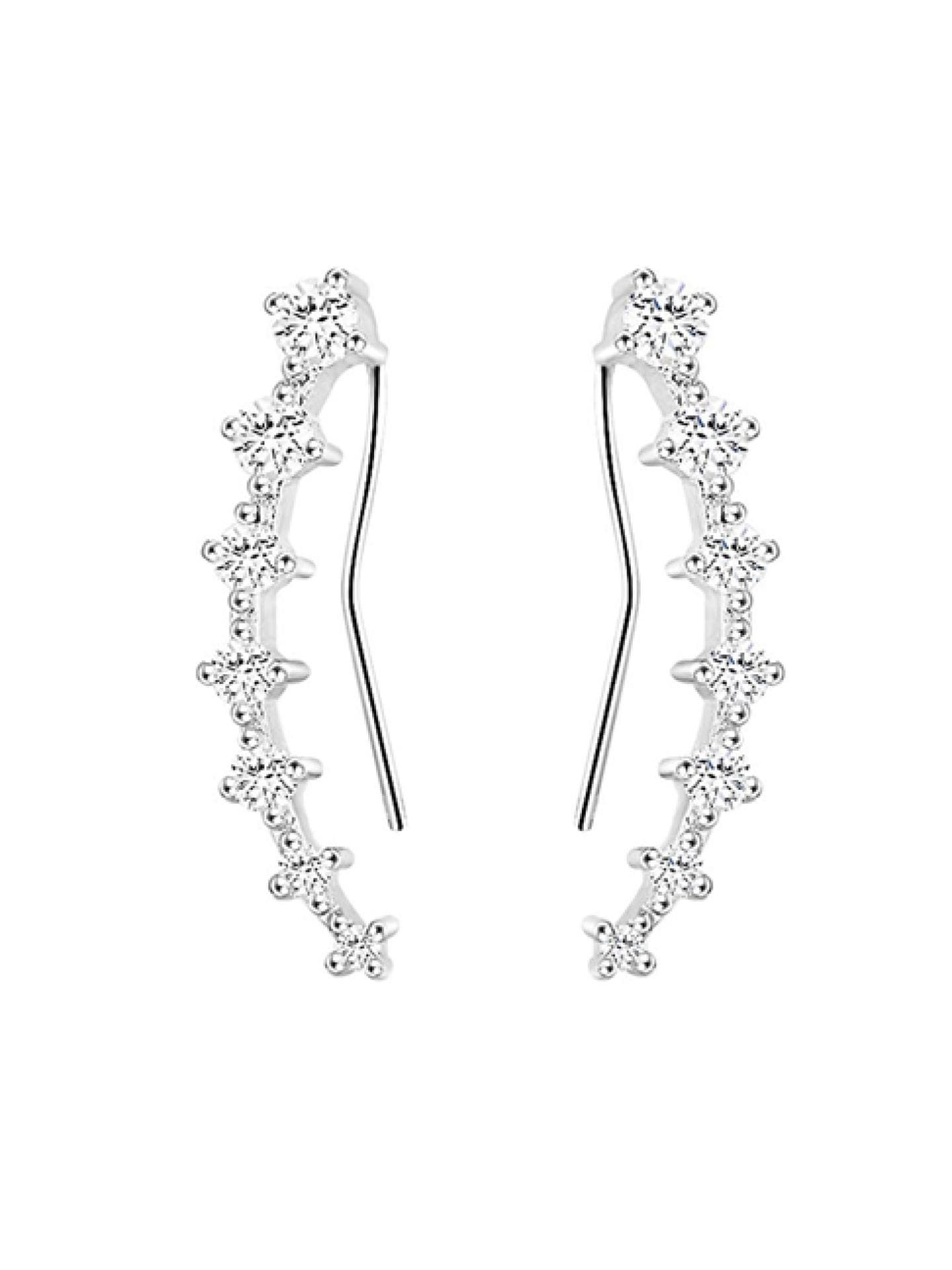 Damen Ohrklemme 925 Silber mit 7 Zirkonia Strass 