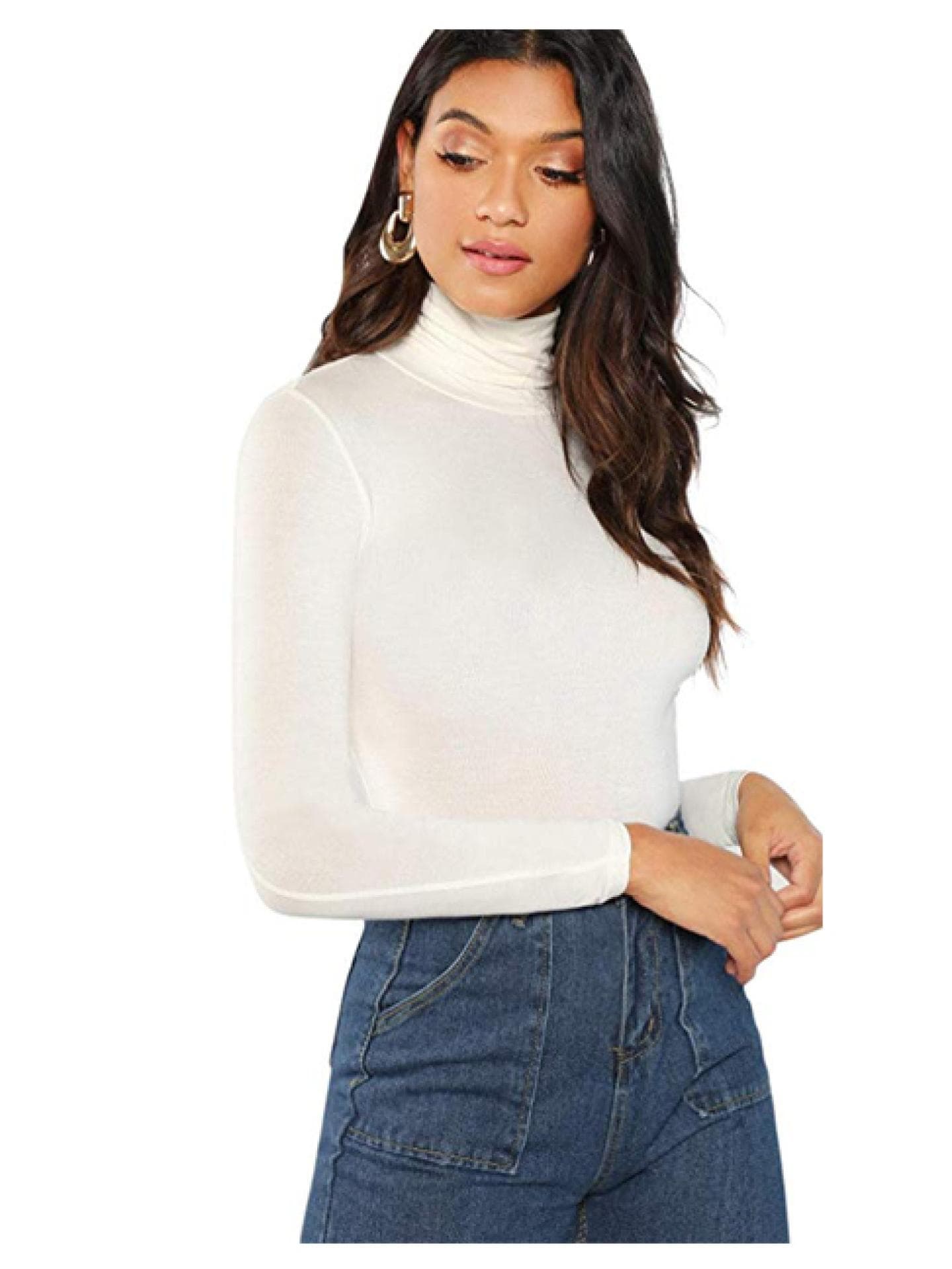 weißer rollkragen pullover