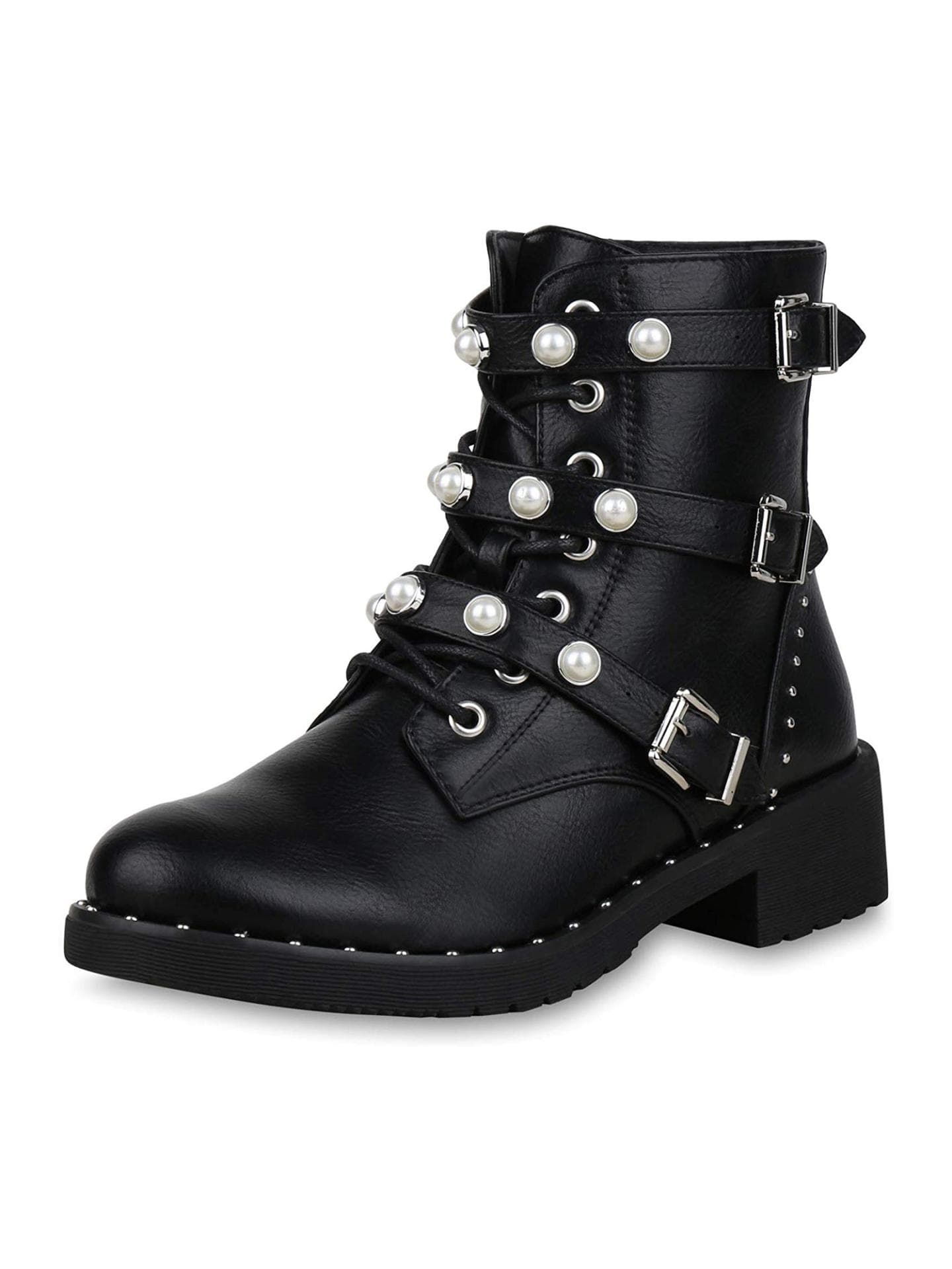 Stiefelette mit Perlen