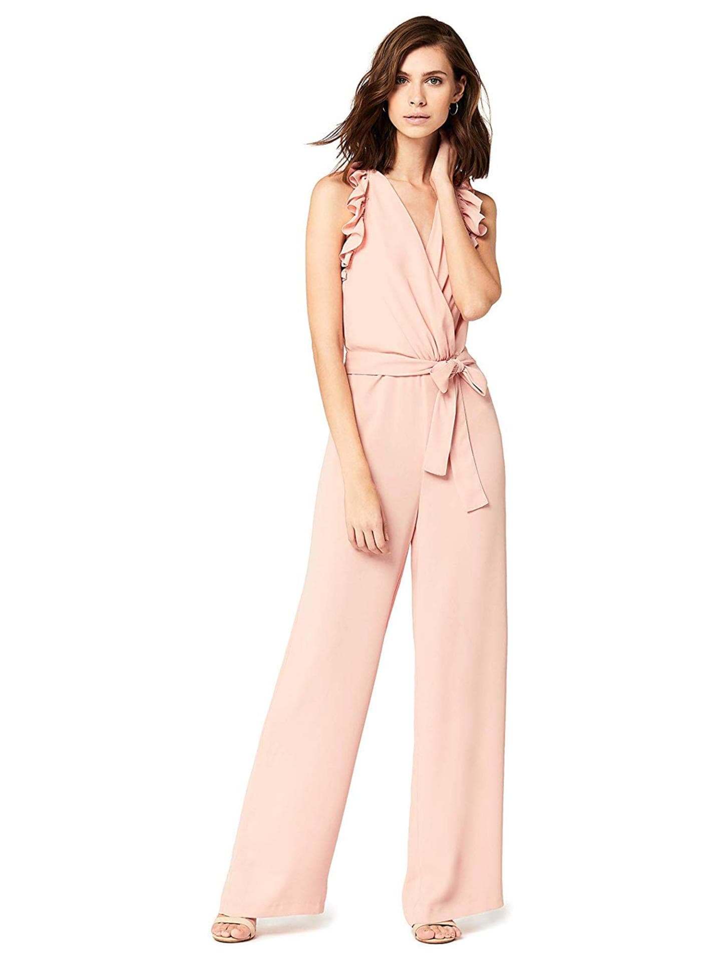 Roséfarbener Jumpsuit mit Gürtel