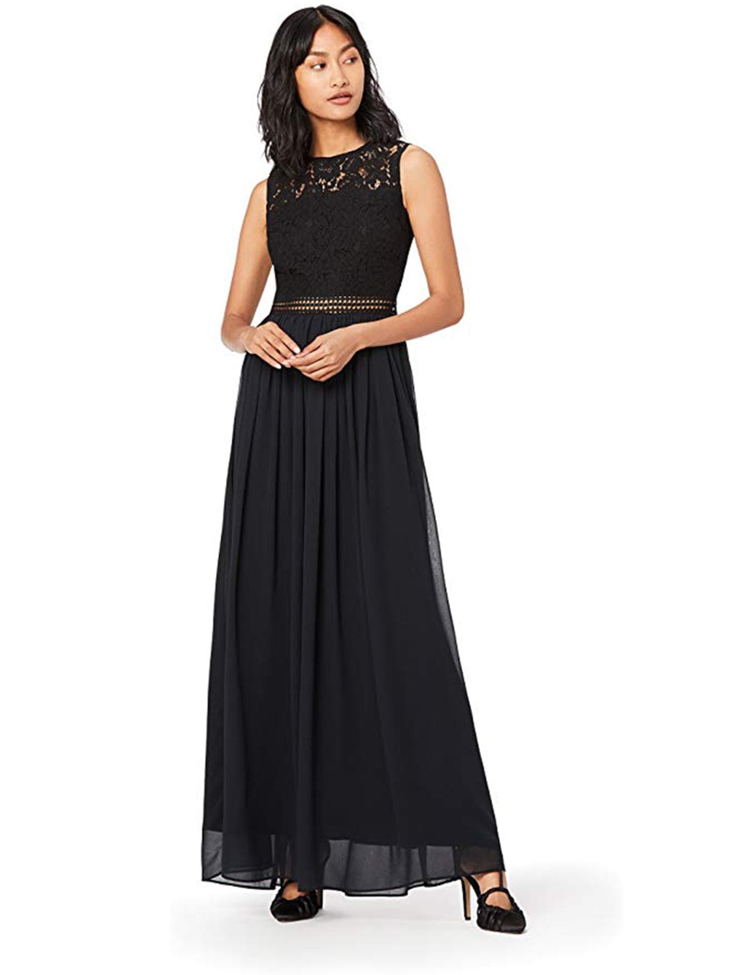 Schwarzes Maxikleid mit Spitze