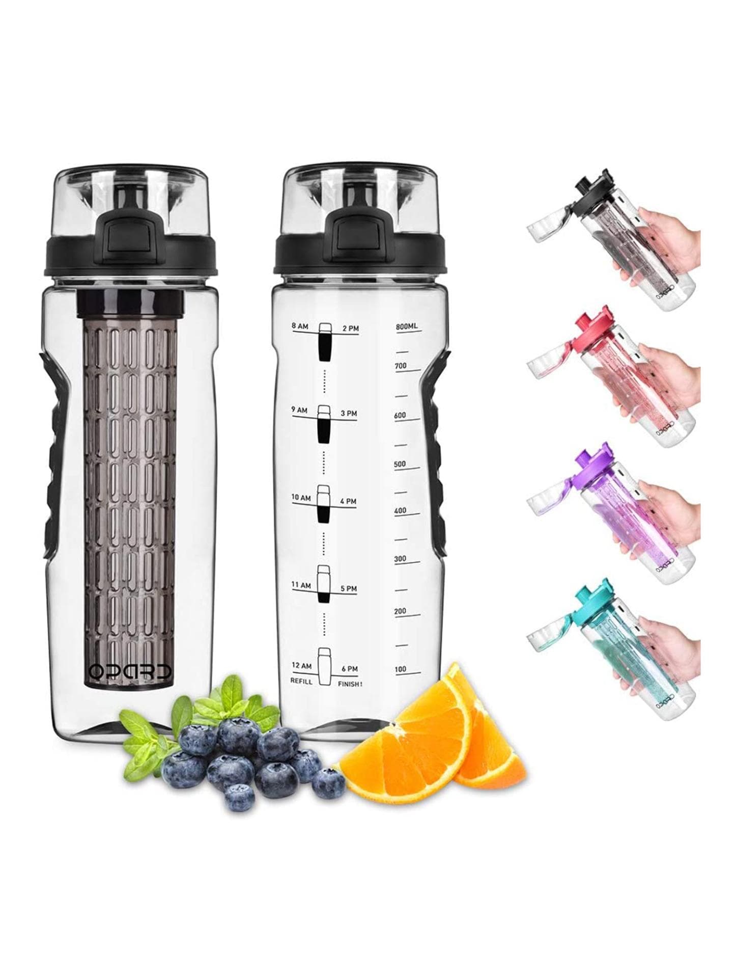Wasserflasche mit Uhrzeit-Markierungen