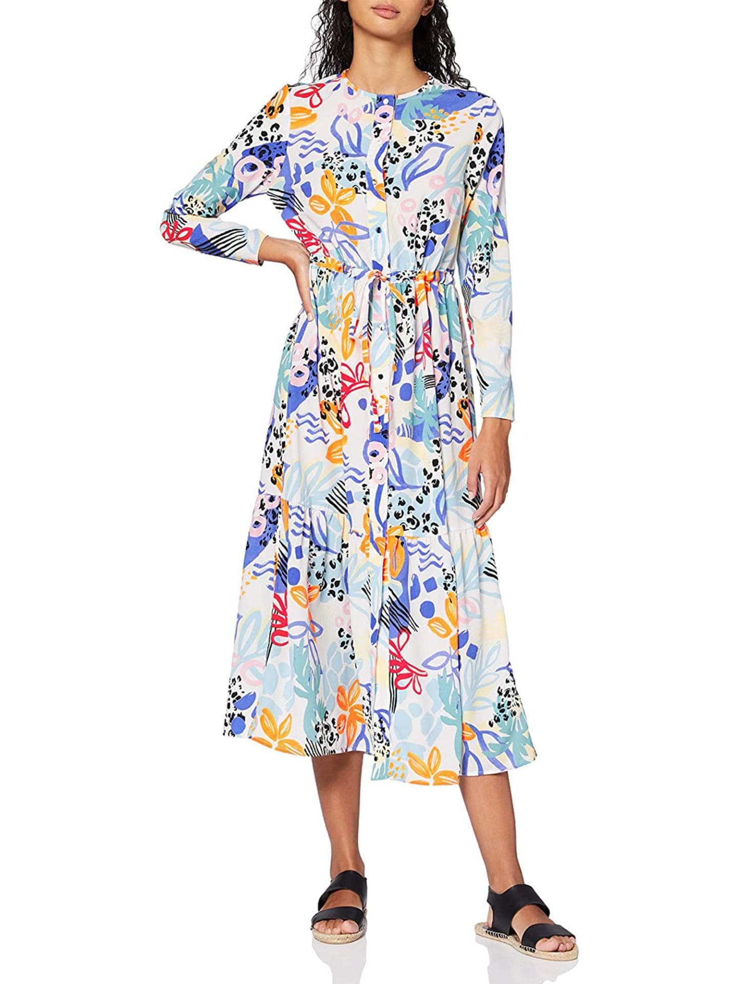 Buntes Mini-Kleid mit langen Ärmeln