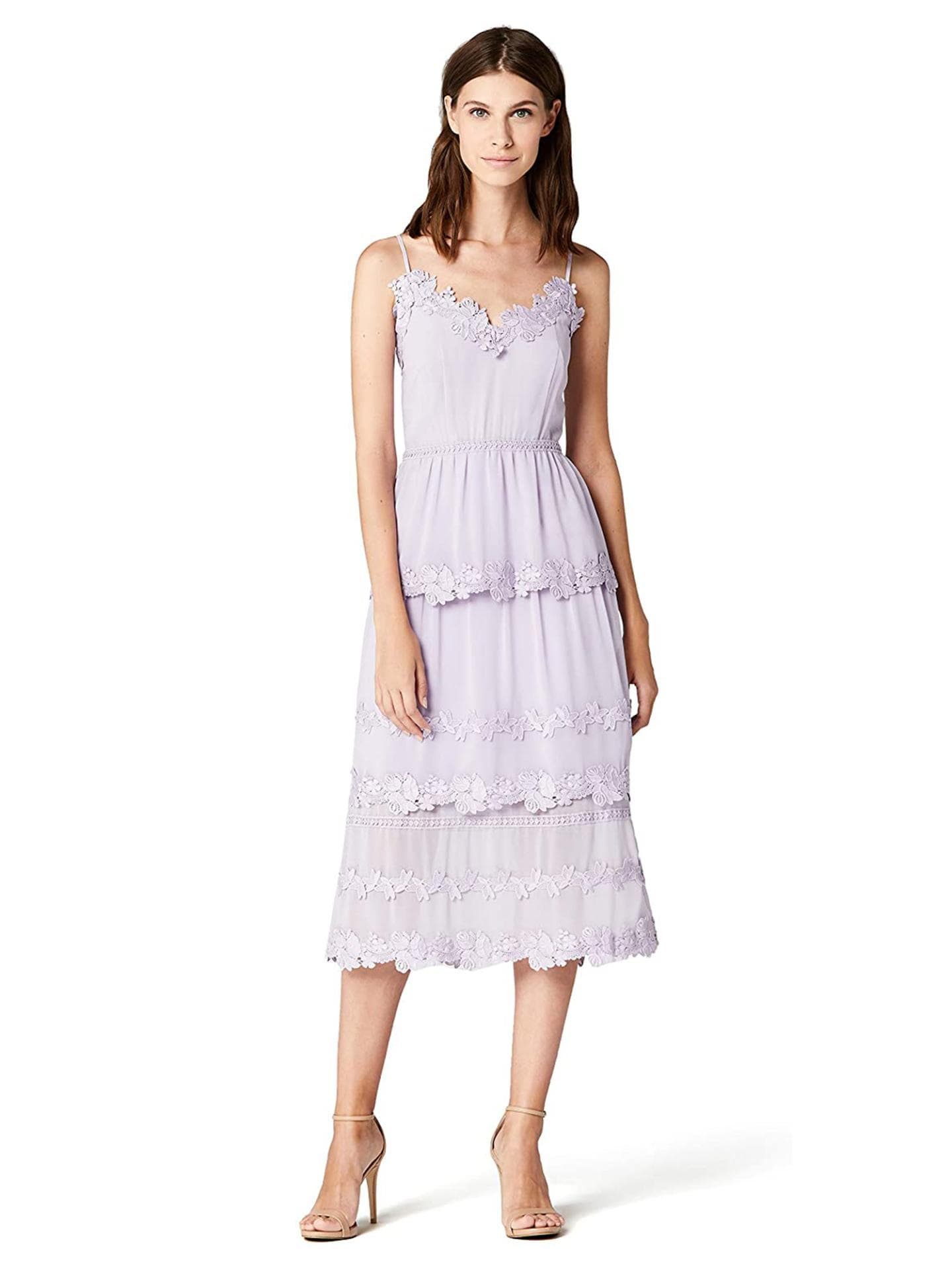 Chiffon-Kleid mit Blumenstickerei