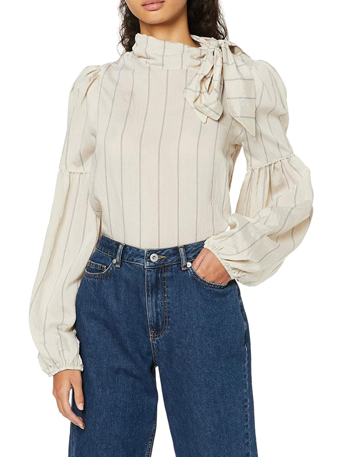 Langarm-Bluse mit Knoten-Detail