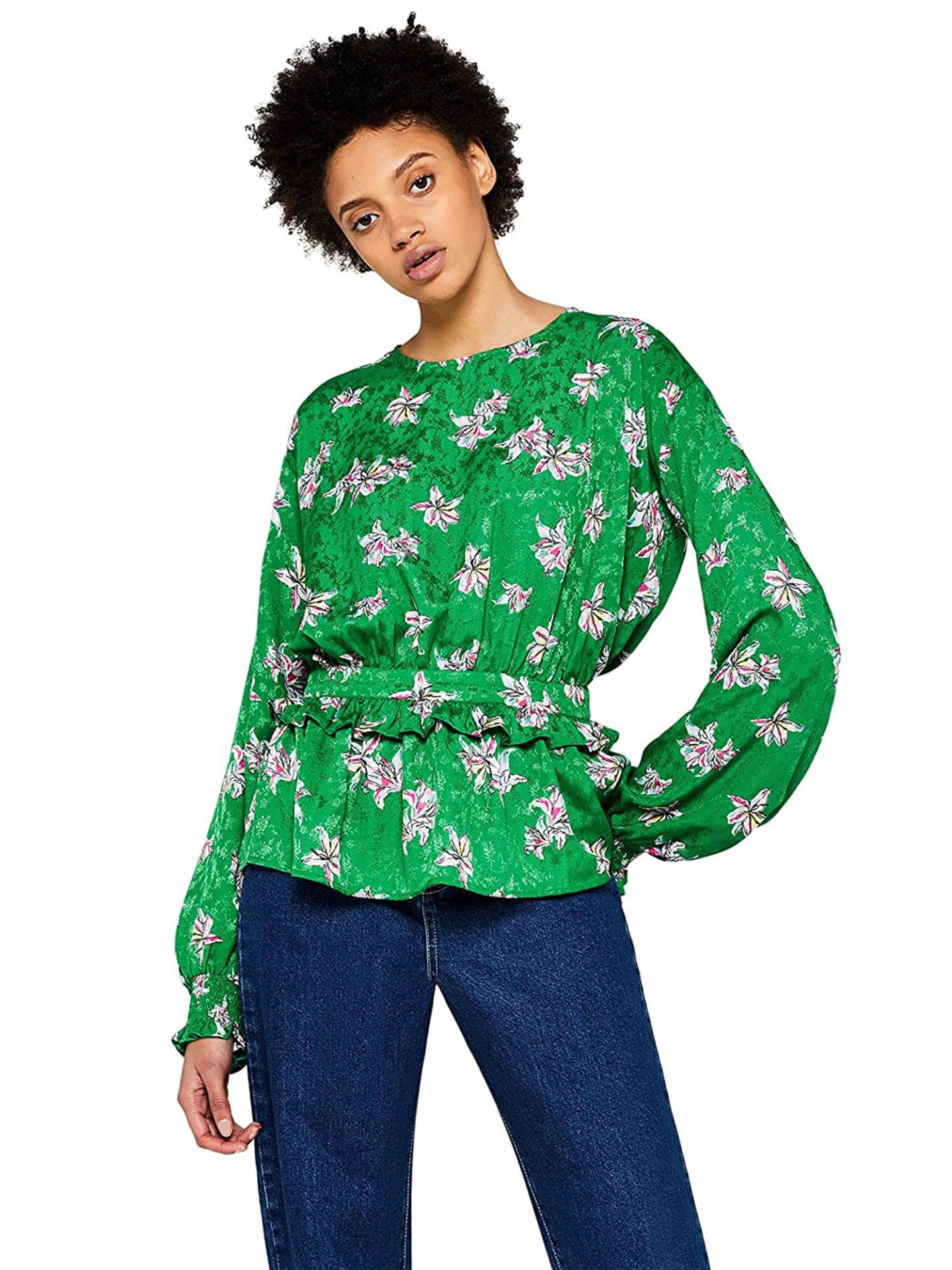 Bluse mit gesmokter Taille