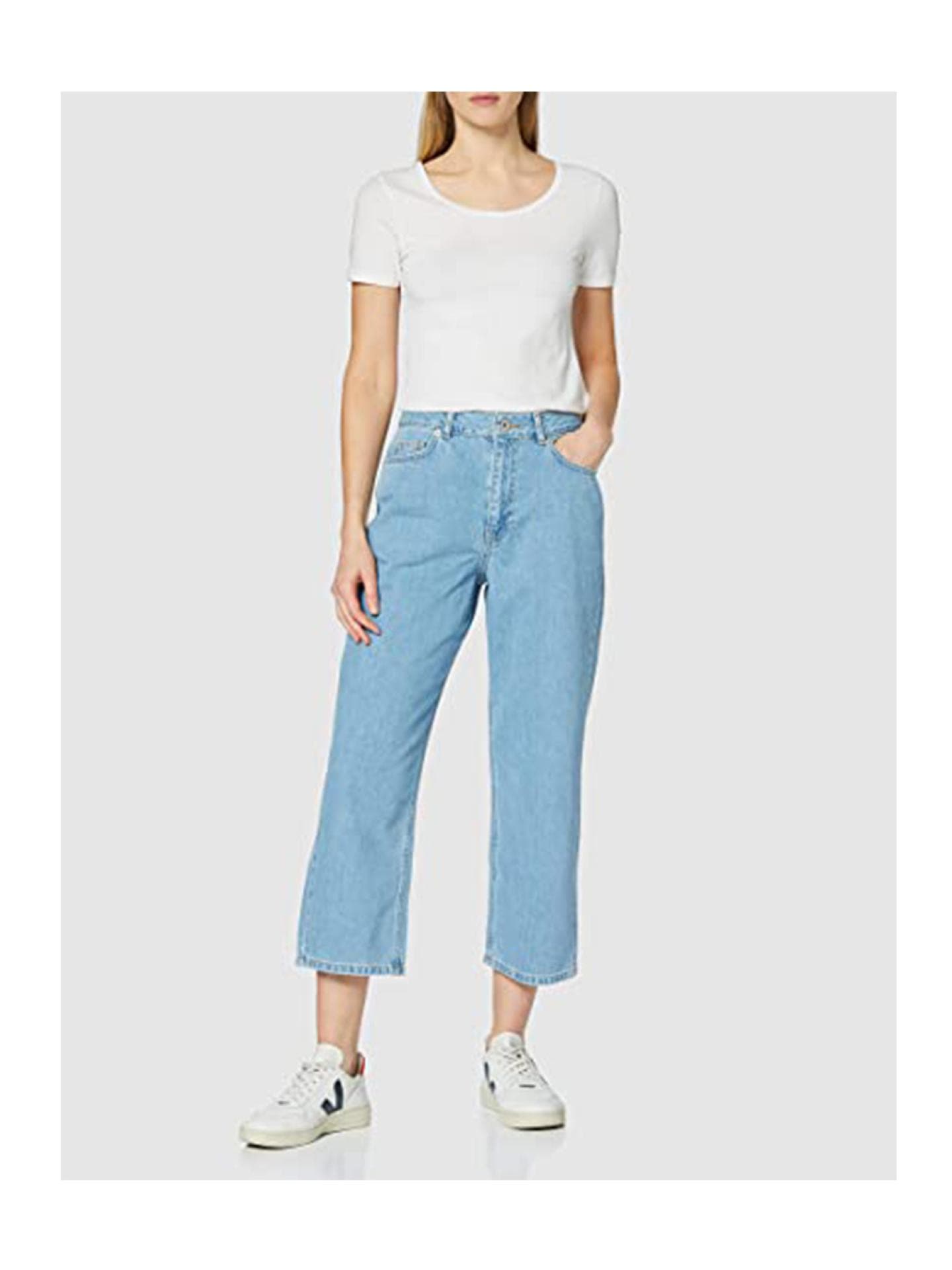 Damen Straight Cut-Jeans mit mittlerem Bund