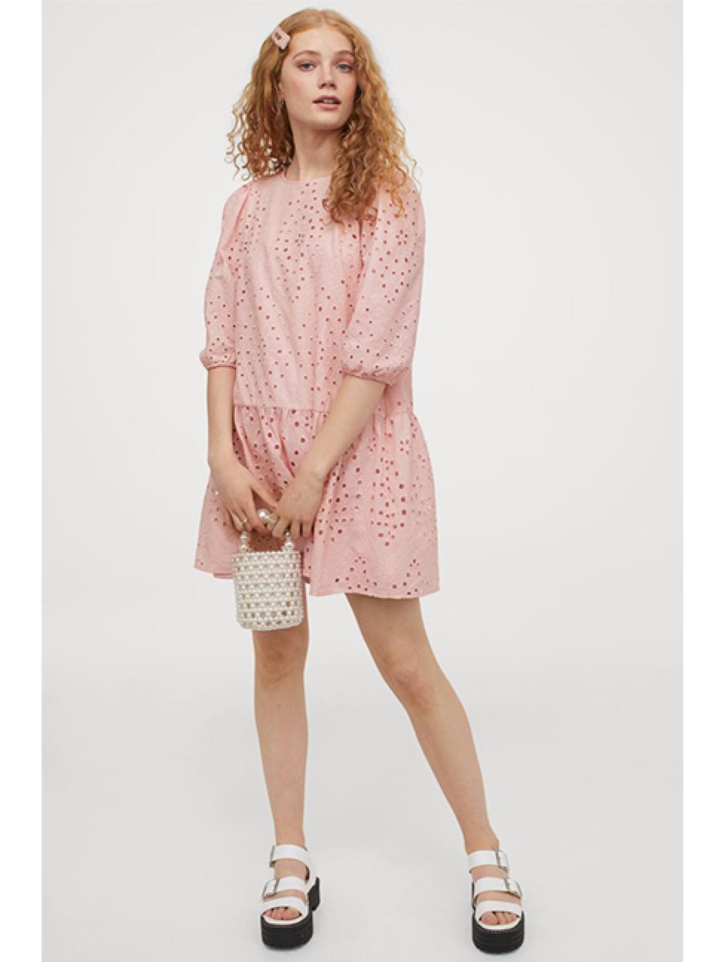 H&M Kleid Rosa Broderie Anglaise