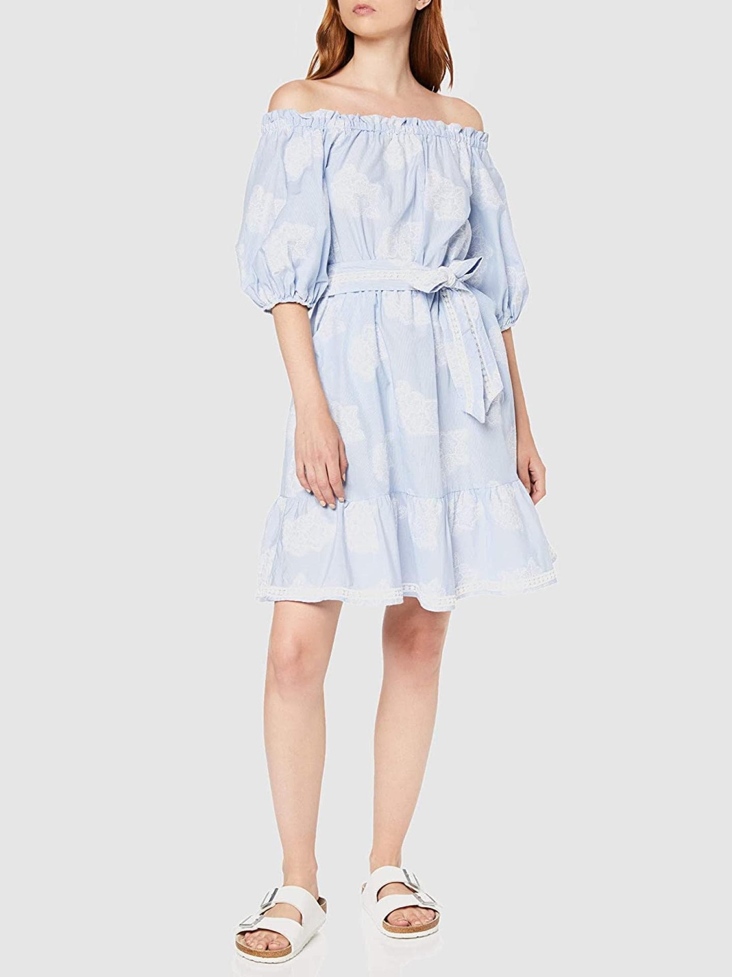 Sommerkleid mit Carmen-Ausschnitt und Puffärmeln