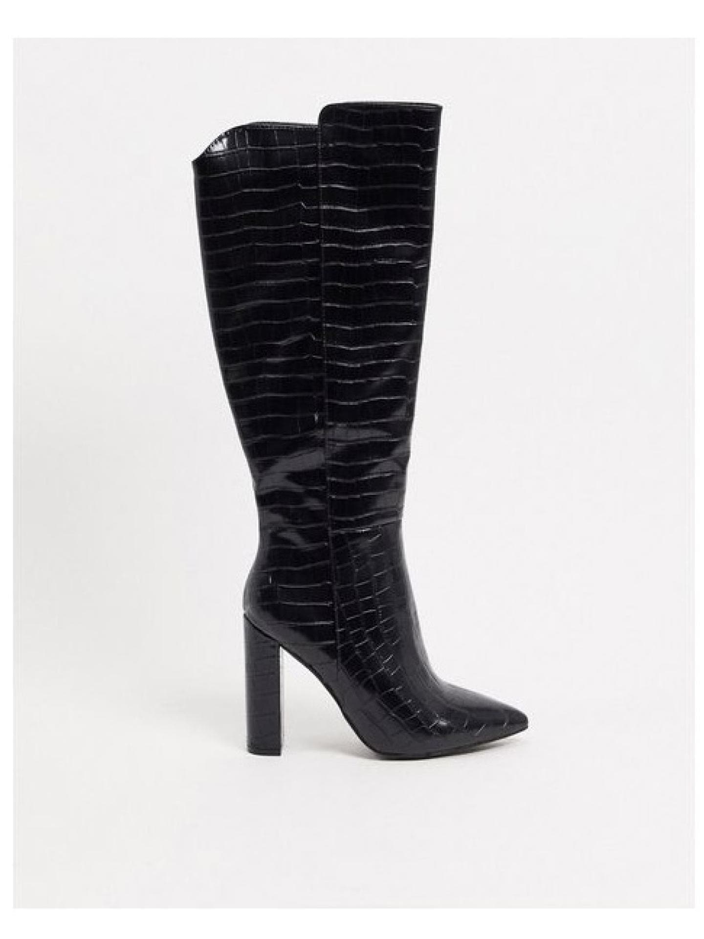 Kniehohe Stiefel in Kroko-Optik 