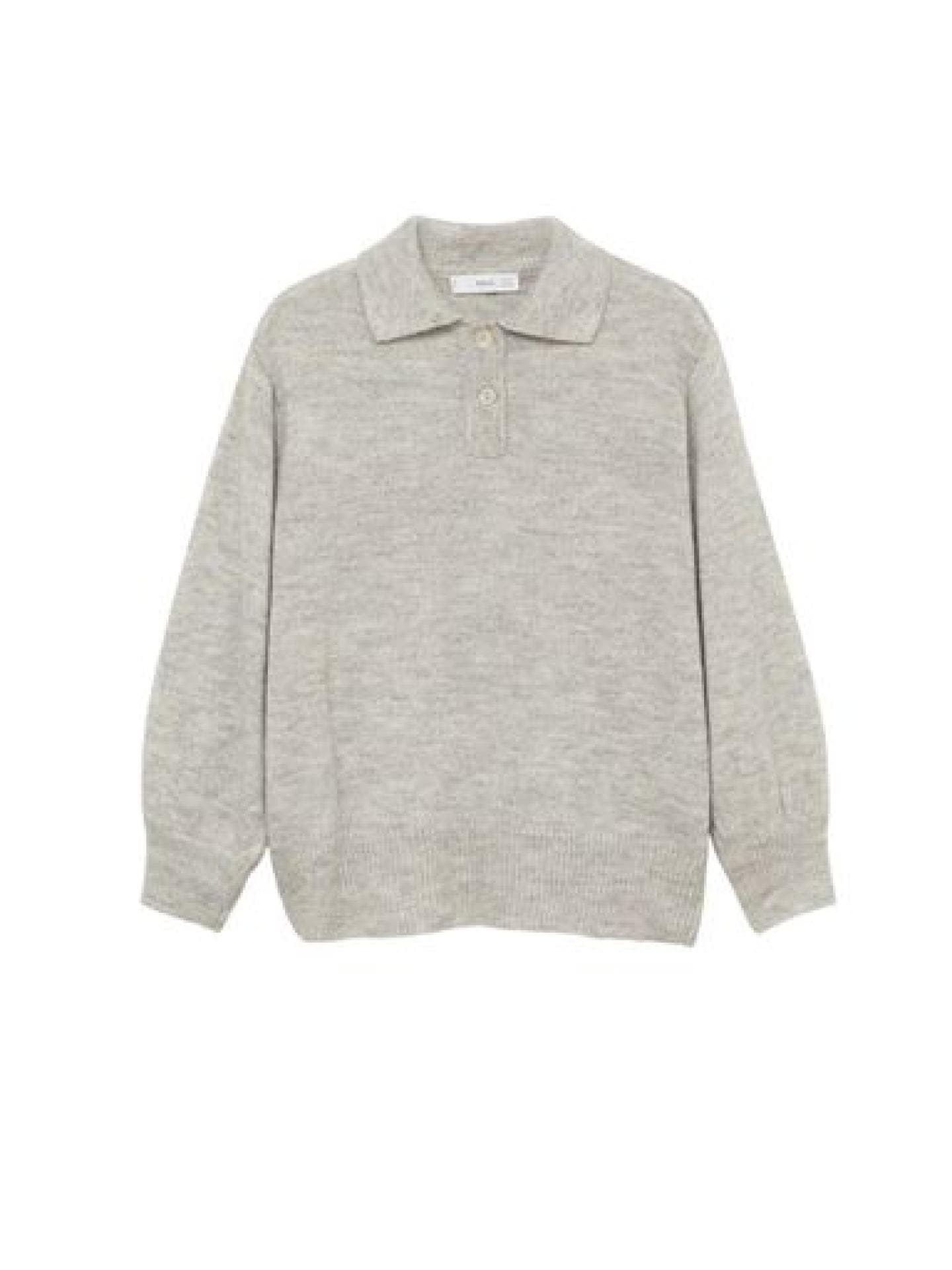 grauer pullover mit polokragen