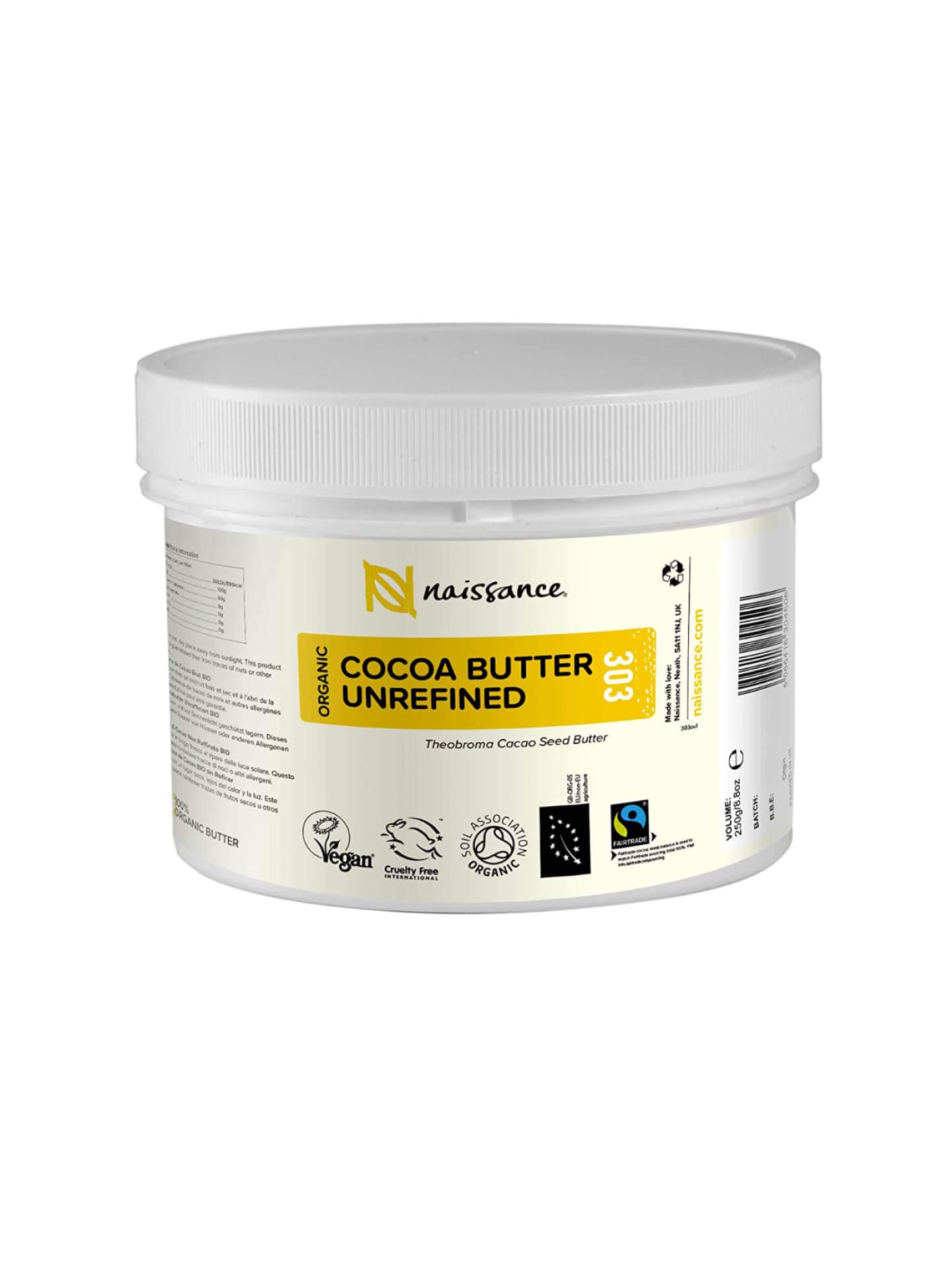 Kakaobutter: Anwendung und Wirkung für Haut und Haare Kakaobutte von Naissance im Tiegel