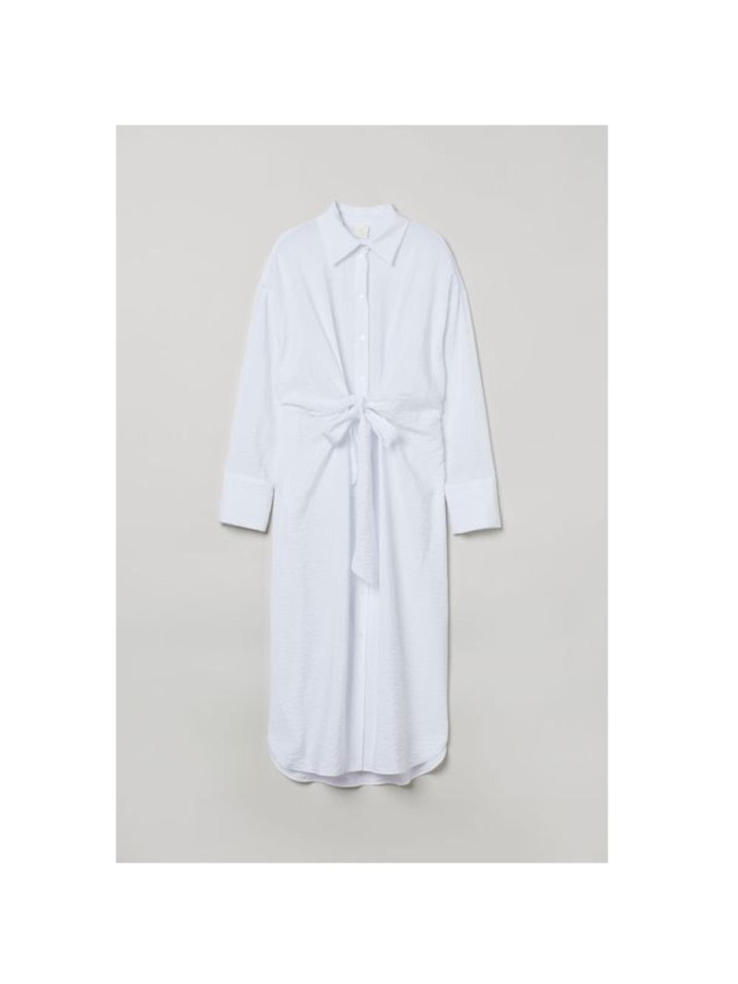 H&M Hemdblusenkleid weiß 