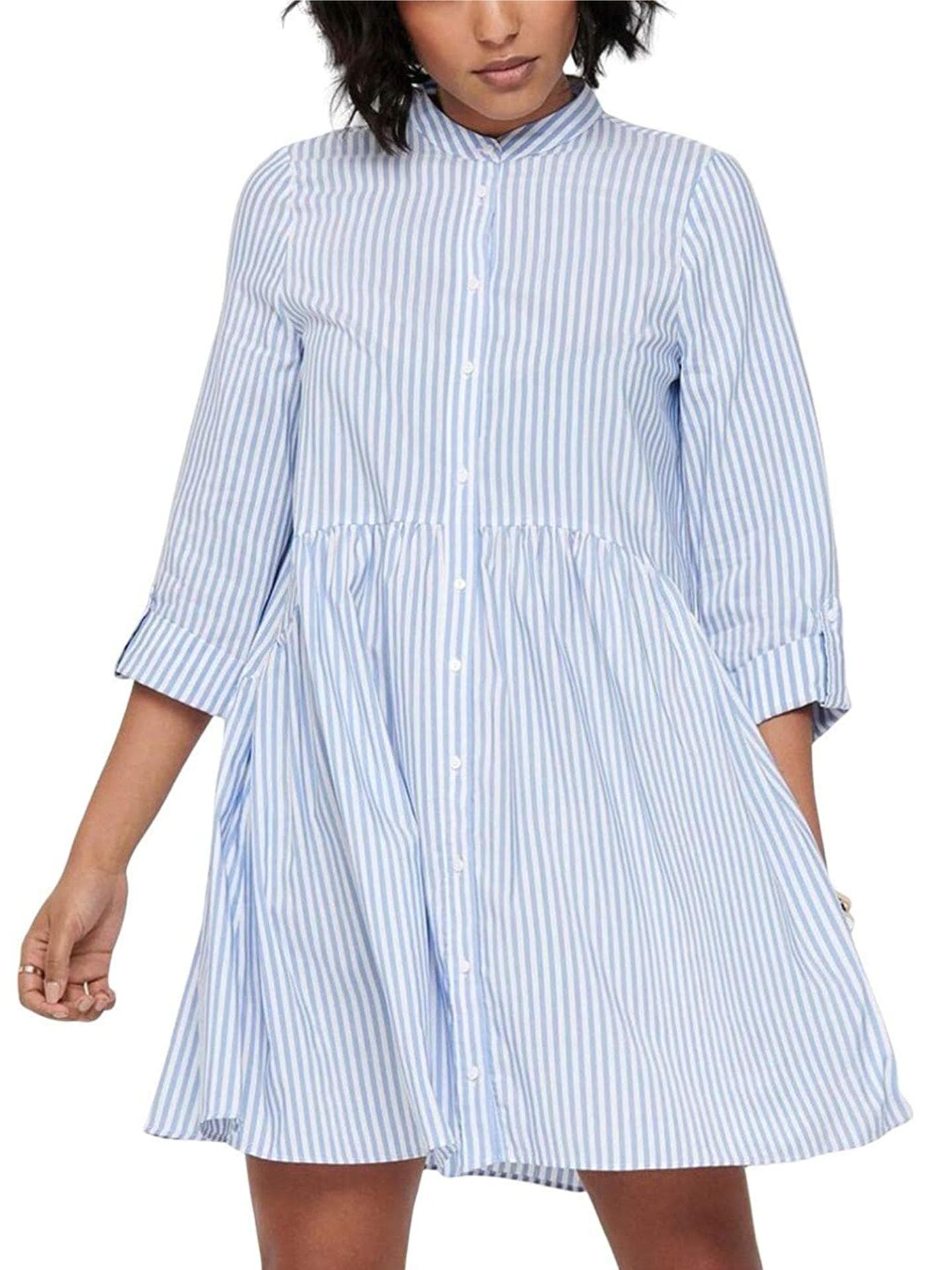 Hochgeschlossenes Sommerkleid mit Streifen