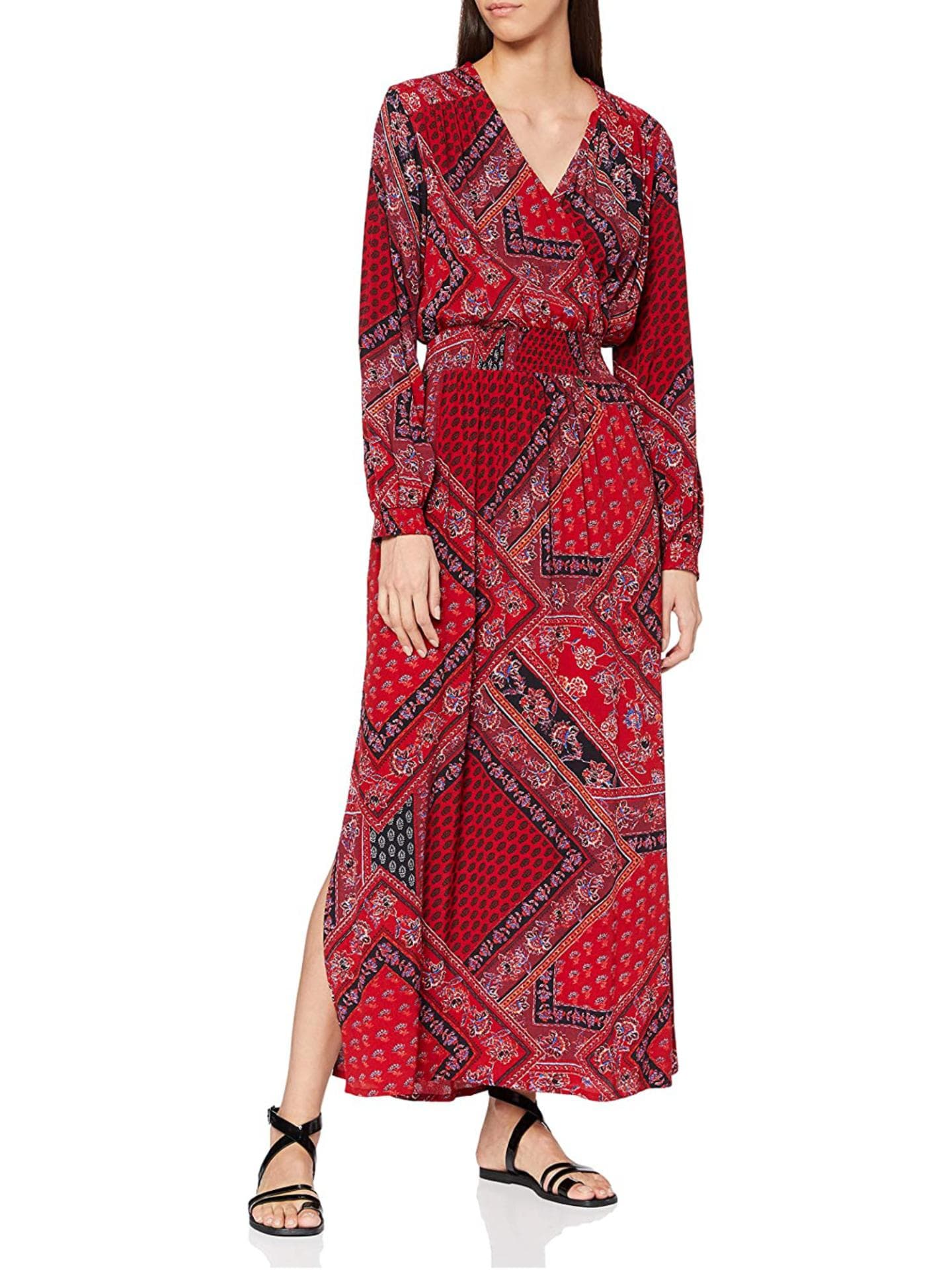 Wickelkleid mit langen Ärmeln und Taillengürtel