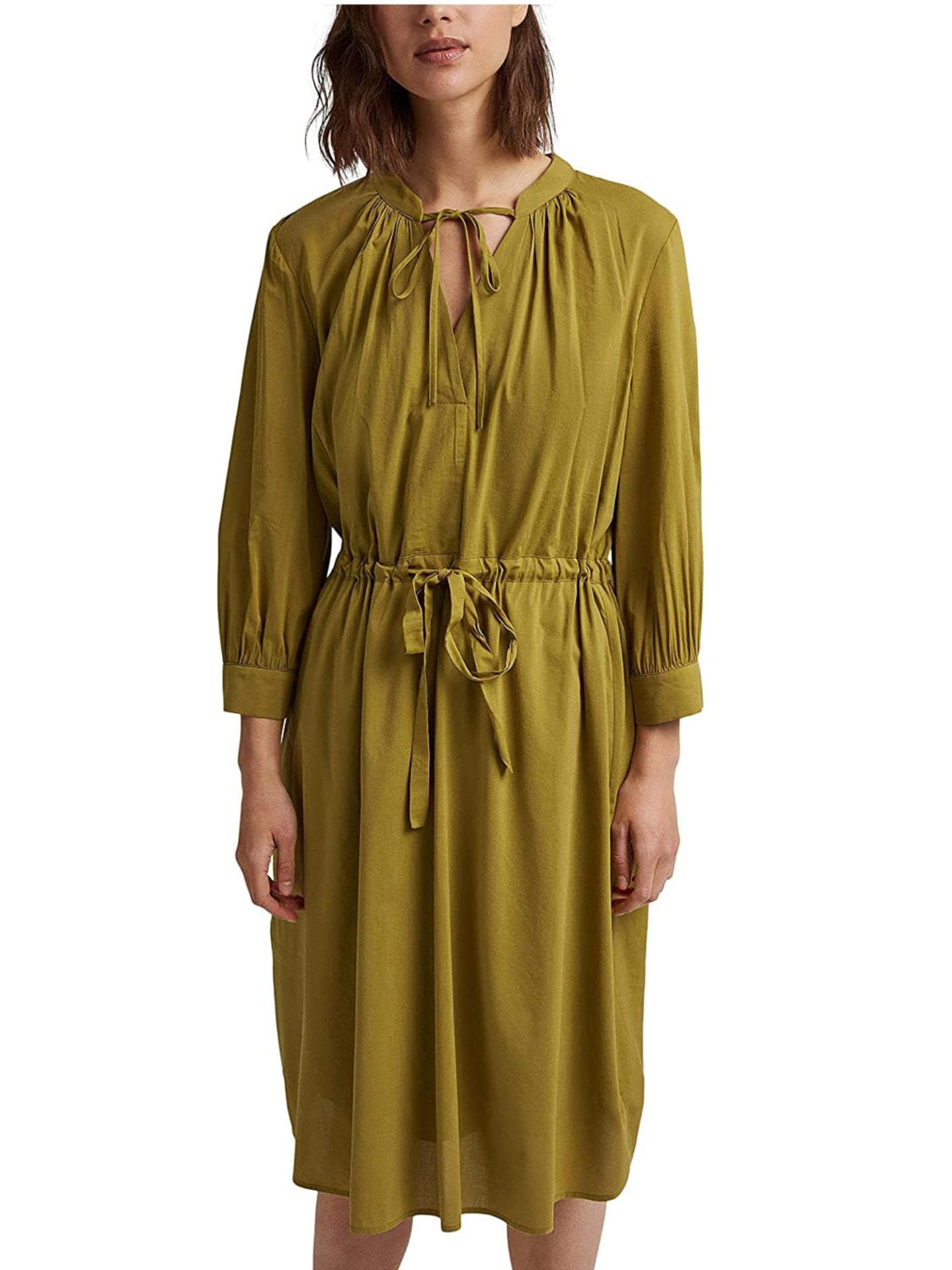 Langärmliges Kleid mit Taillenband zum Knoten