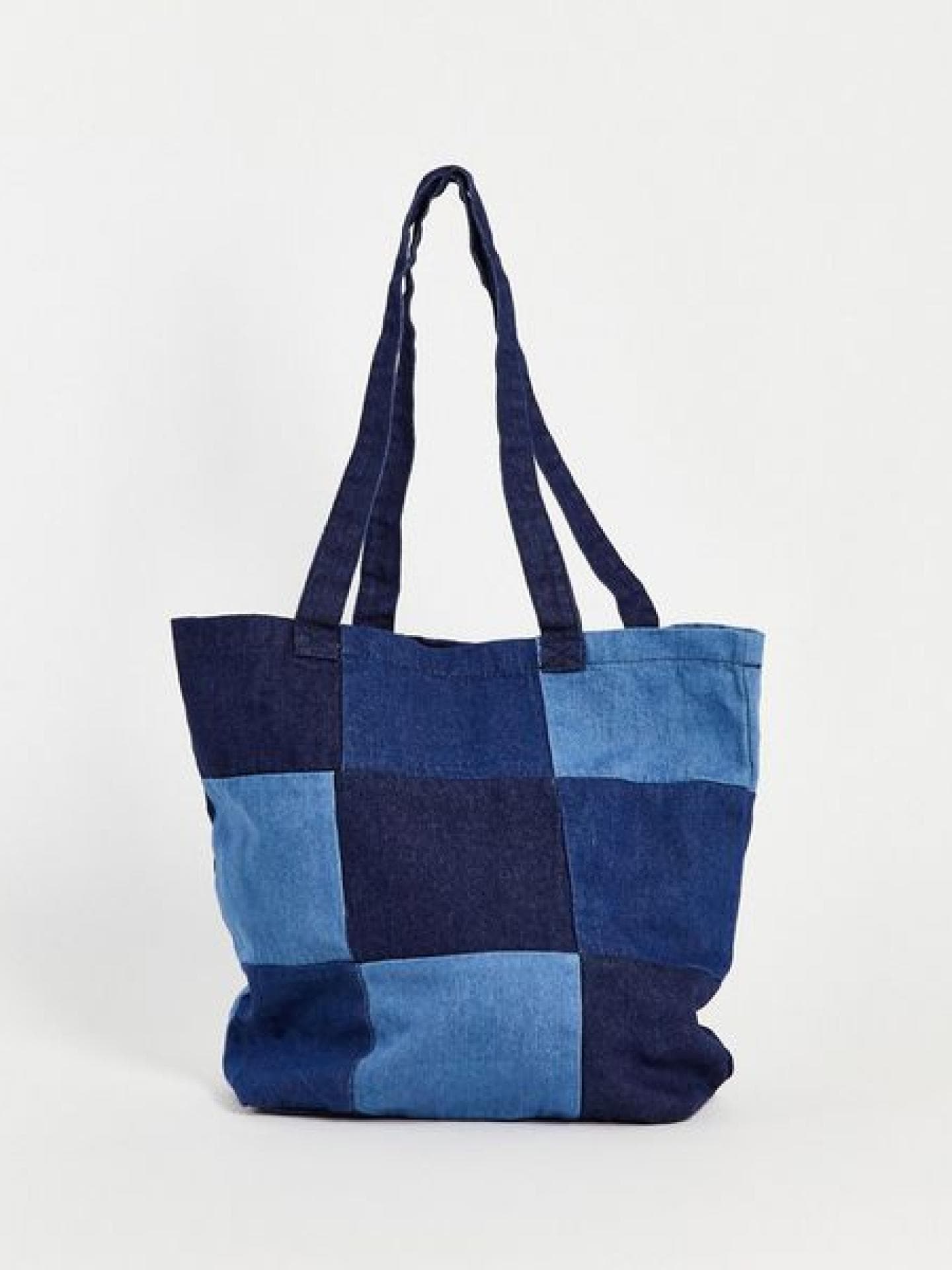 Tragetasche aus Denim mit Patchwork-Design