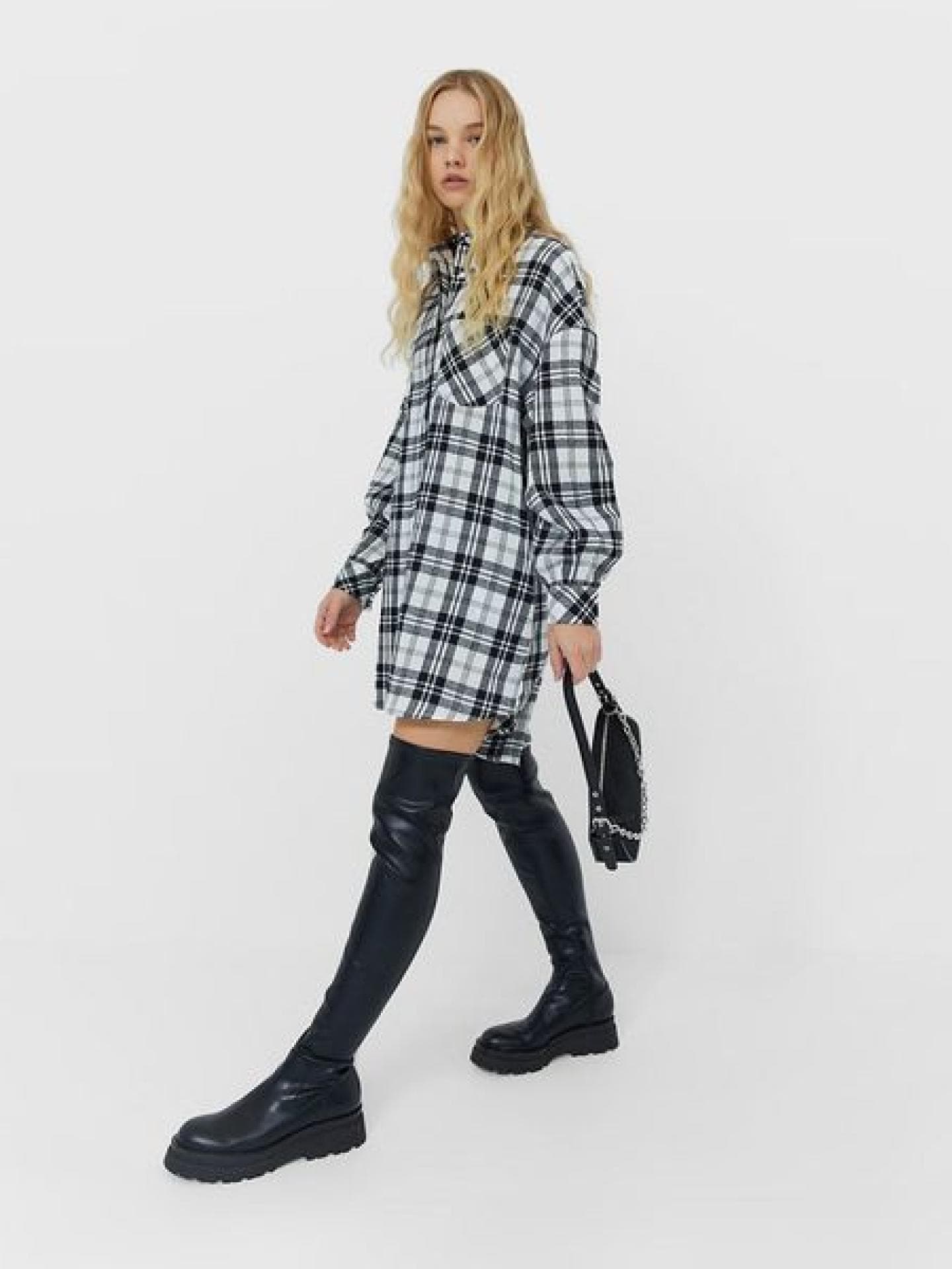 Oversize-Boyfriend-Hemdkleid in Grau