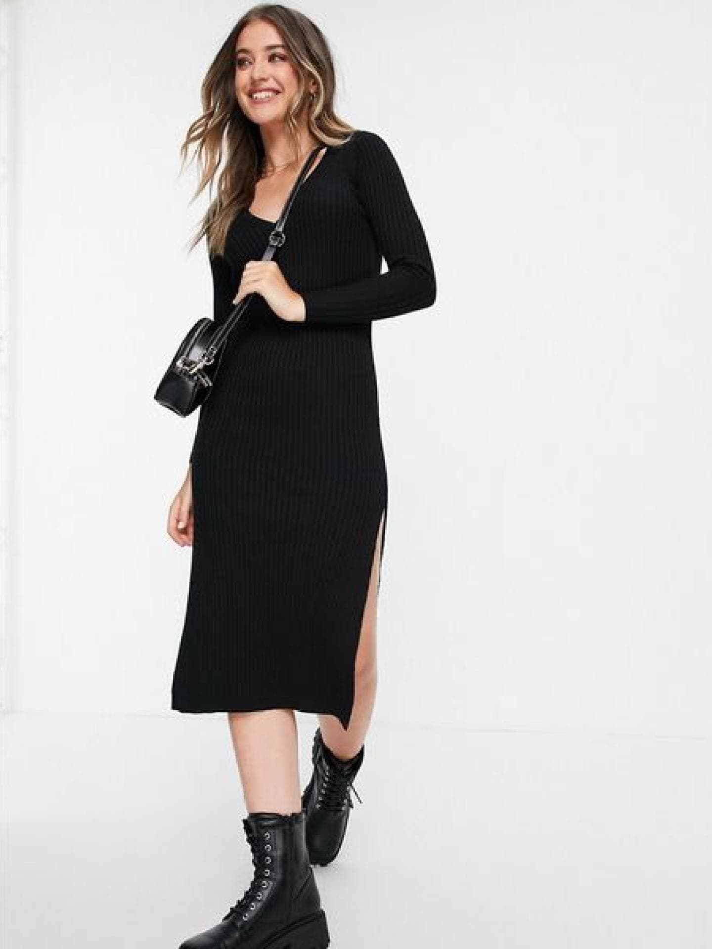 Schwarzes Strickkleid