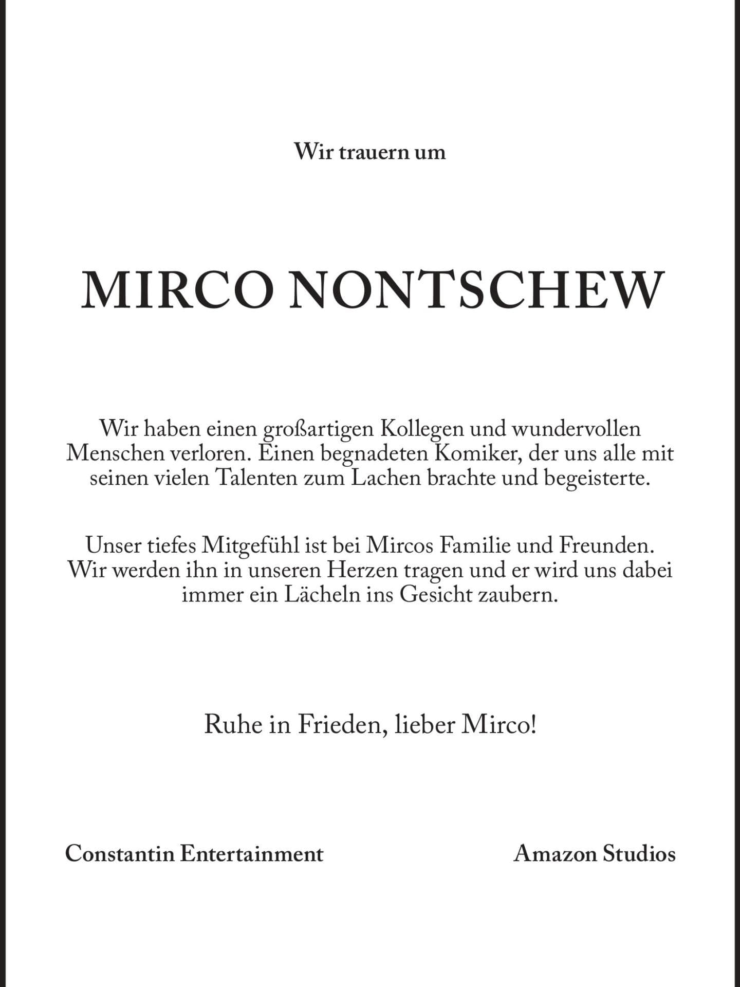 Todesanzeige Mirco Nontschew