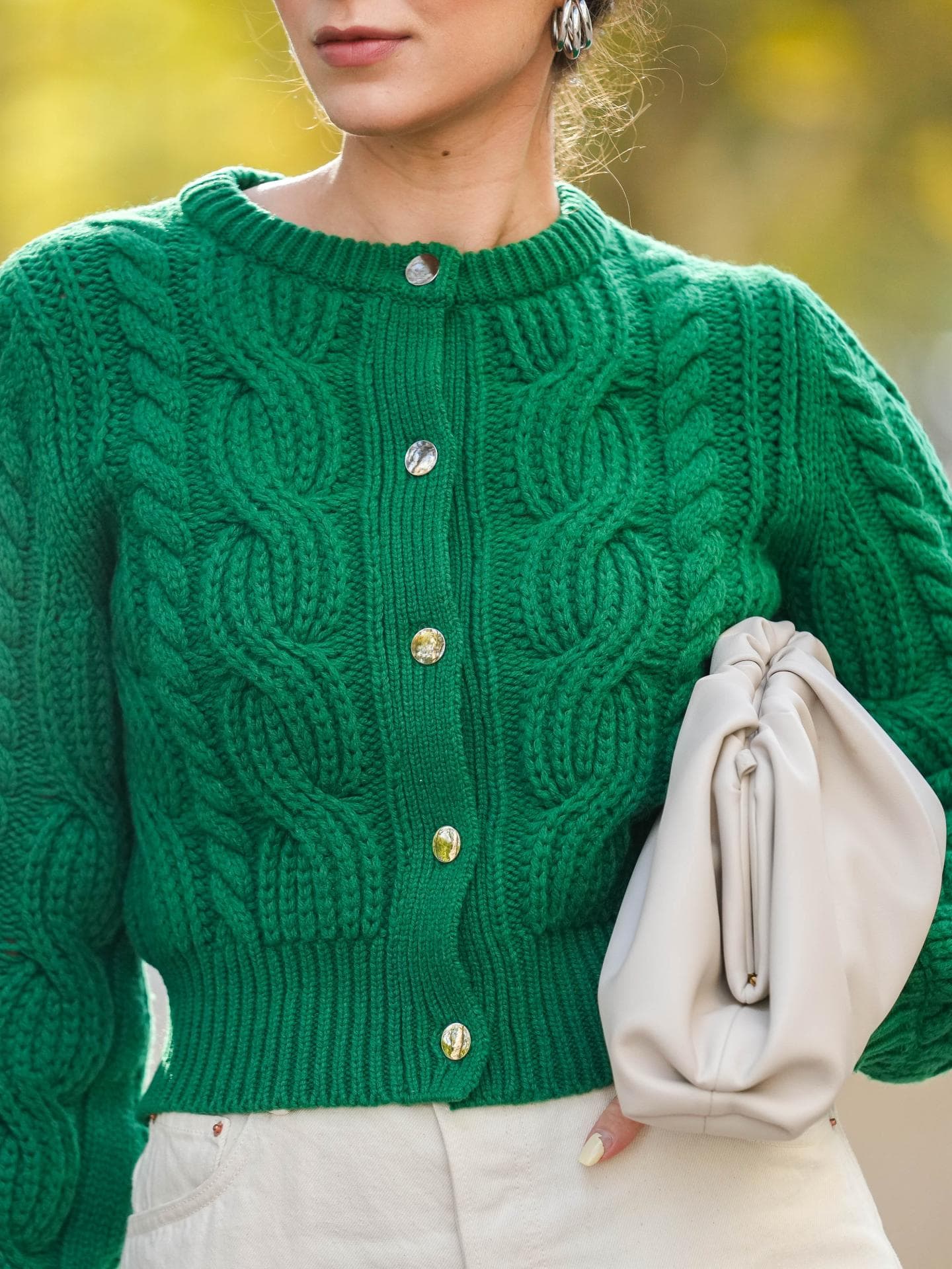 grüner Cardigan Retro Strick 