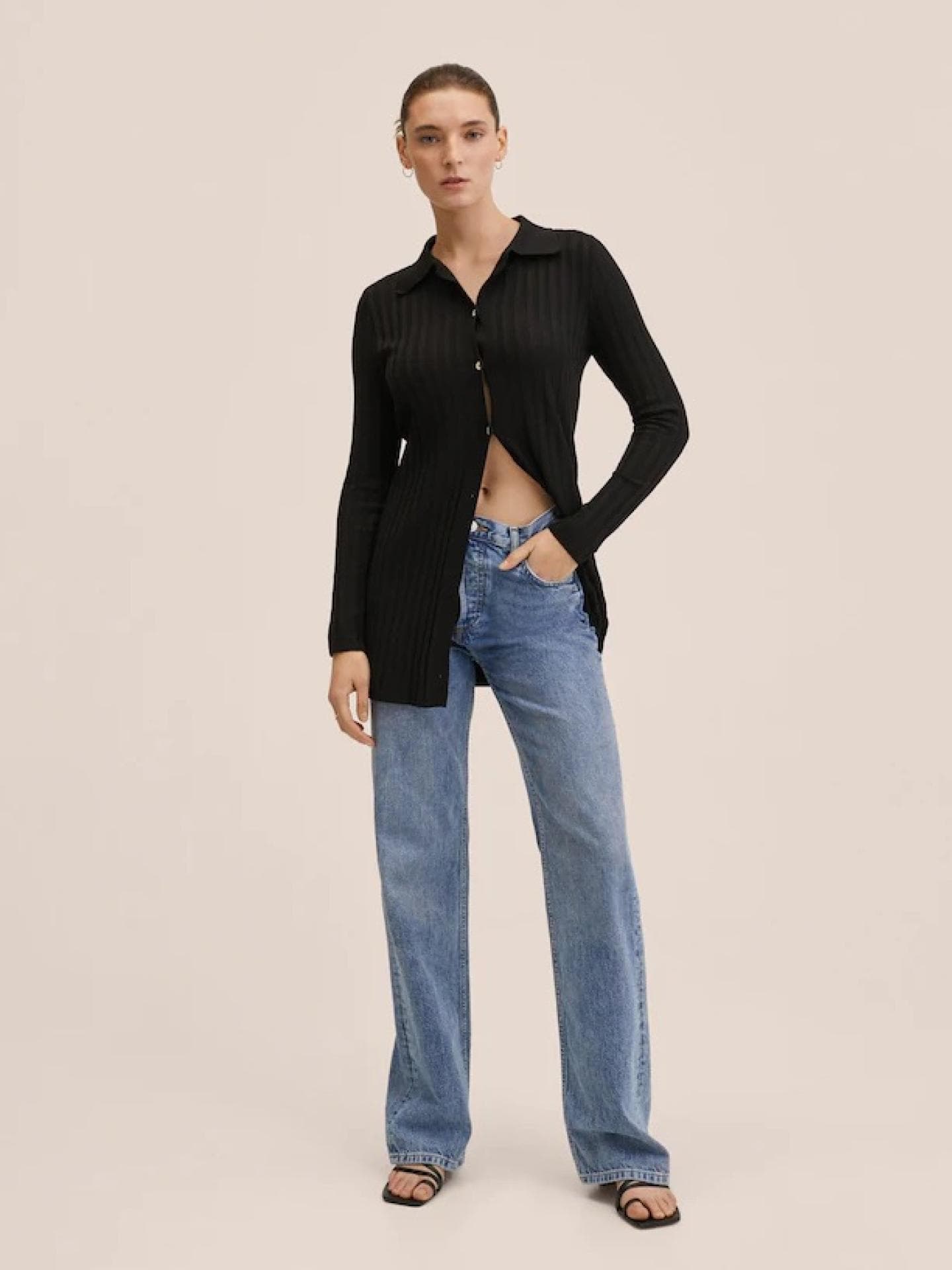 Geknöpfter Cardigan mit Rippstruktur