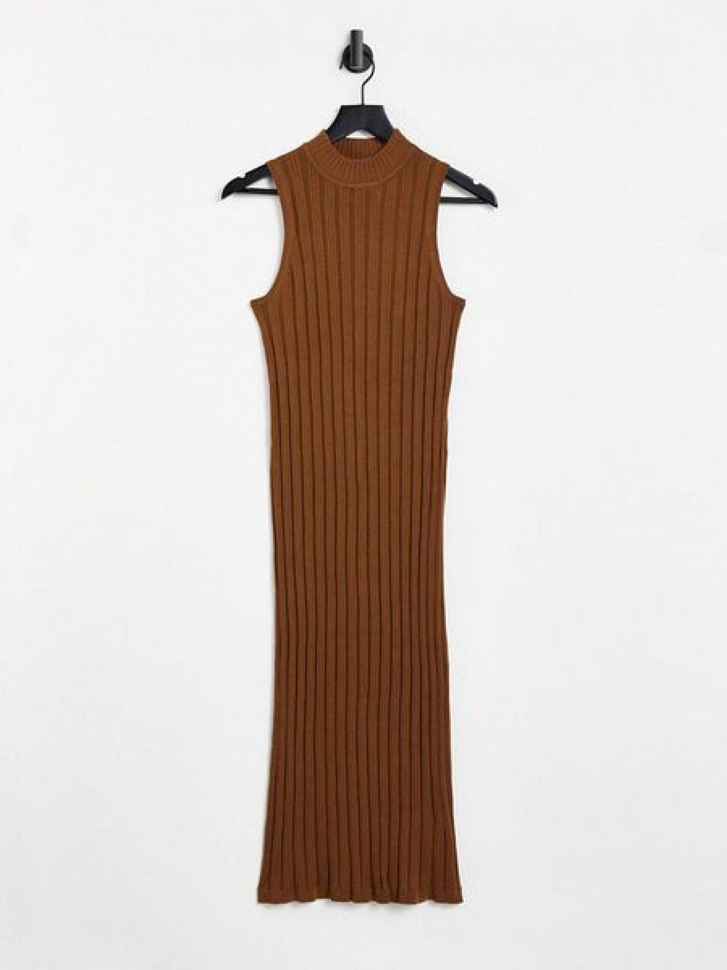 Ärmelloses Strickkleid in Braun