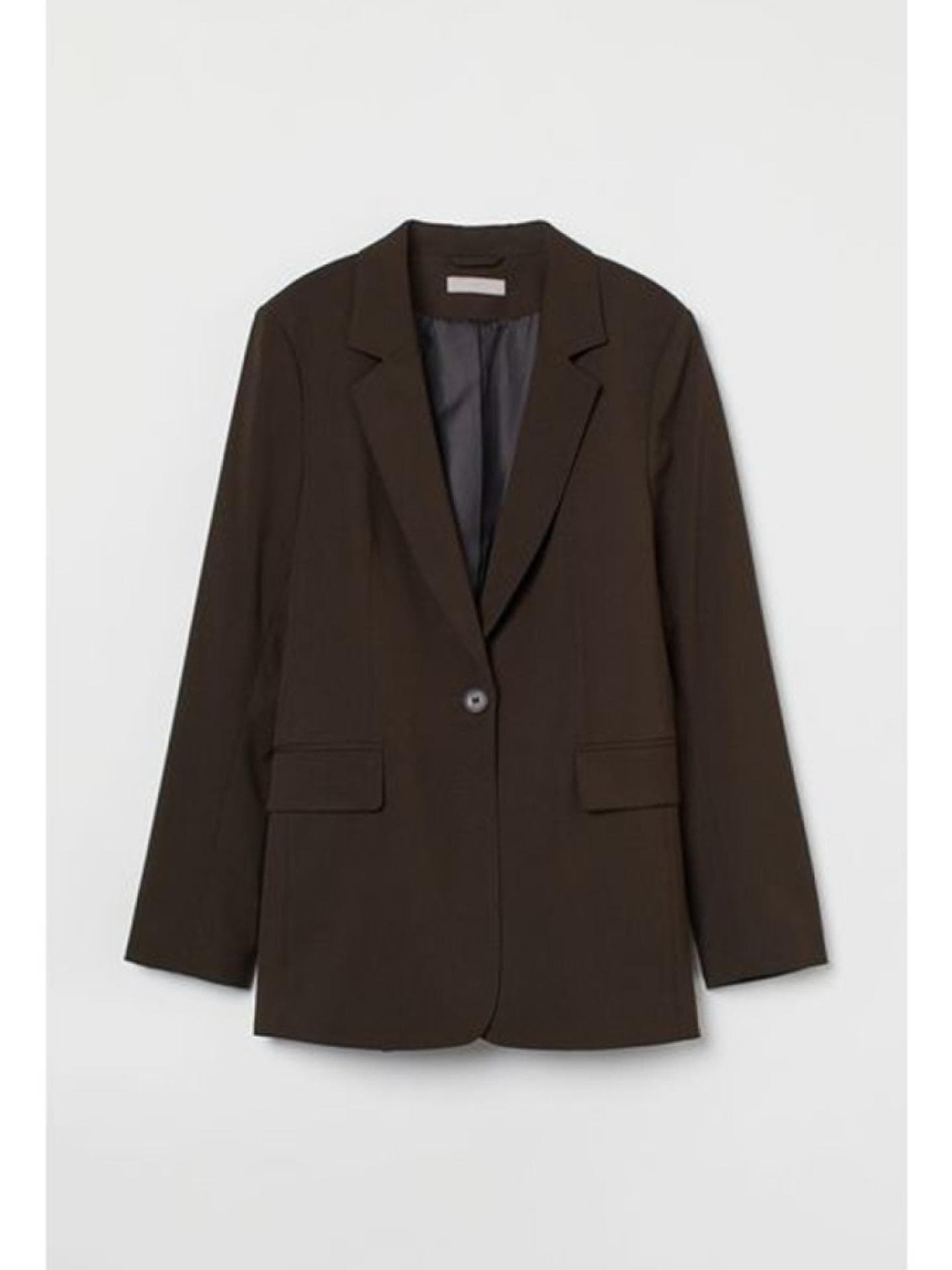 Ein-Knopf-Blazer in Dunkelgrün