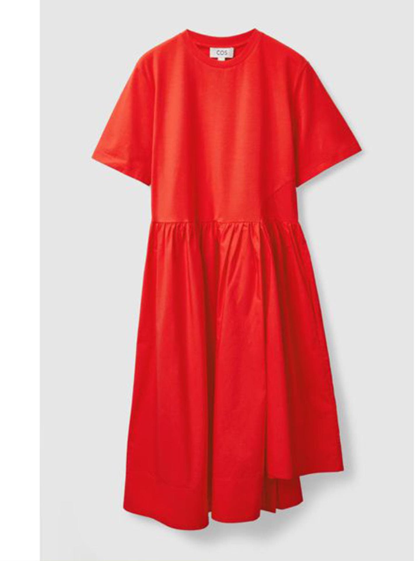 A-LINEN-KLEID MIT KONTRASTIERENDEM ROCKTEIL