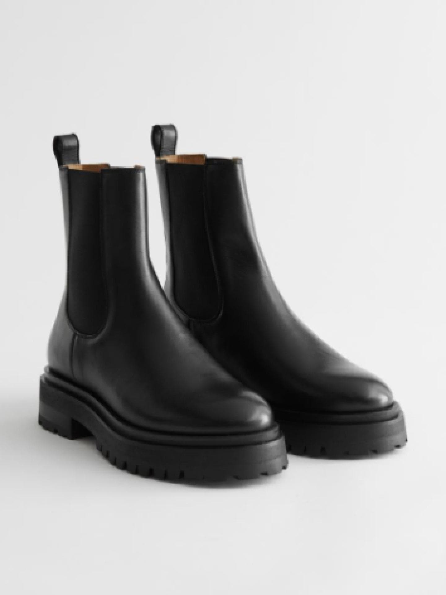 Klobige Chelsea-Boots aus Leder von H&M